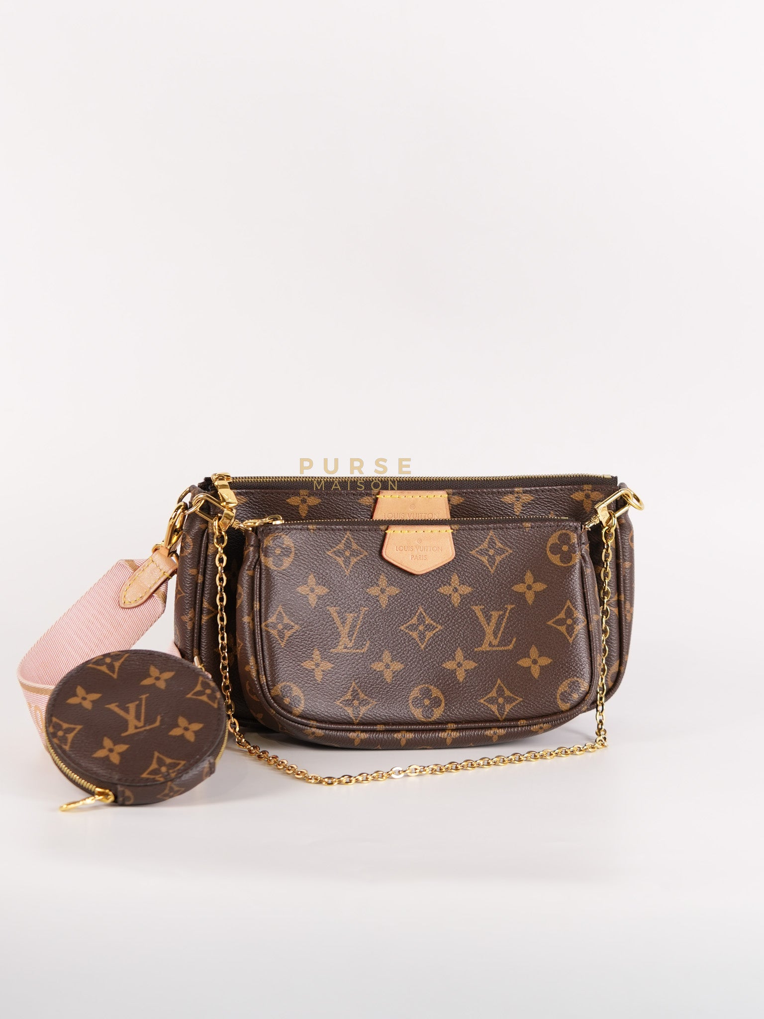 Multi Pochette Shoulder Bag in Monogram Canvas & Gold Hardware Microchip | Purse Maison Luxury Bags Shop