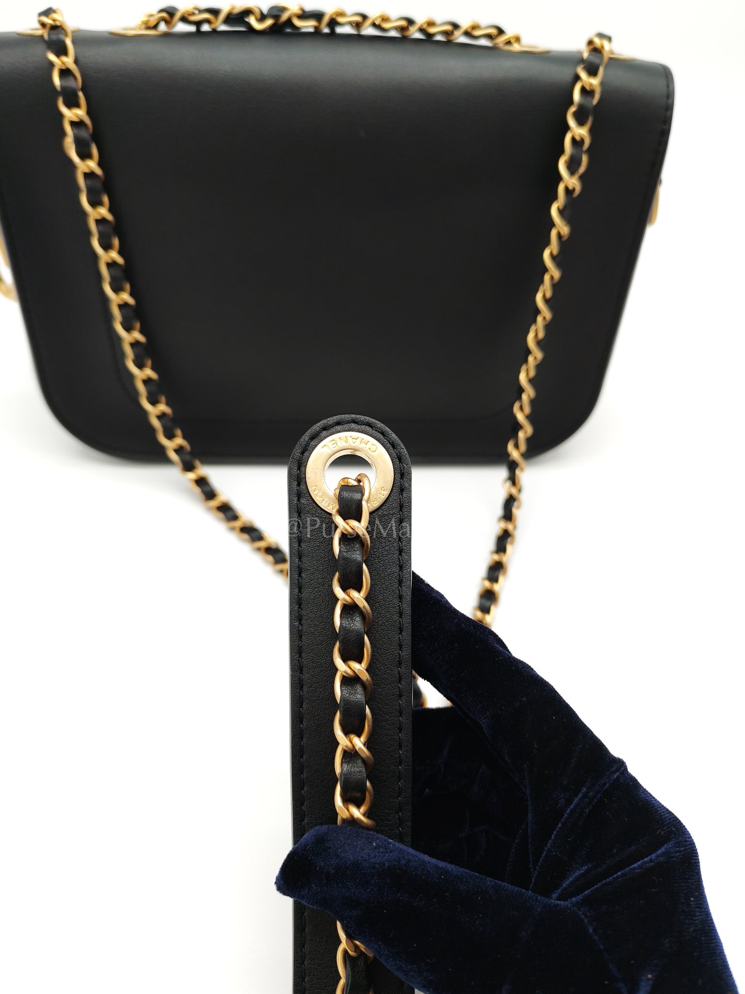 Multi-Pouching Flap Bag with Coin Purse in Black Calfskin Leather and Aged Gold Hardware Series 28 | Purse Maison Luxury Bags Shop