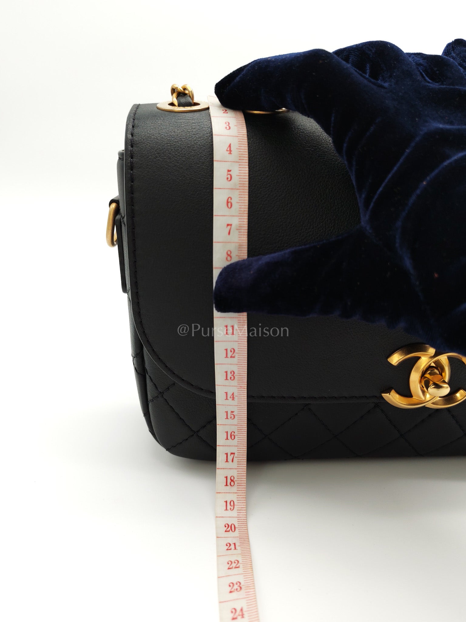 Multi-Pouching Flap Bag with Coin Purse in Black Calfskin Leather and Aged Gold Hardware Series 28 | Purse Maison Luxury Bags Shop