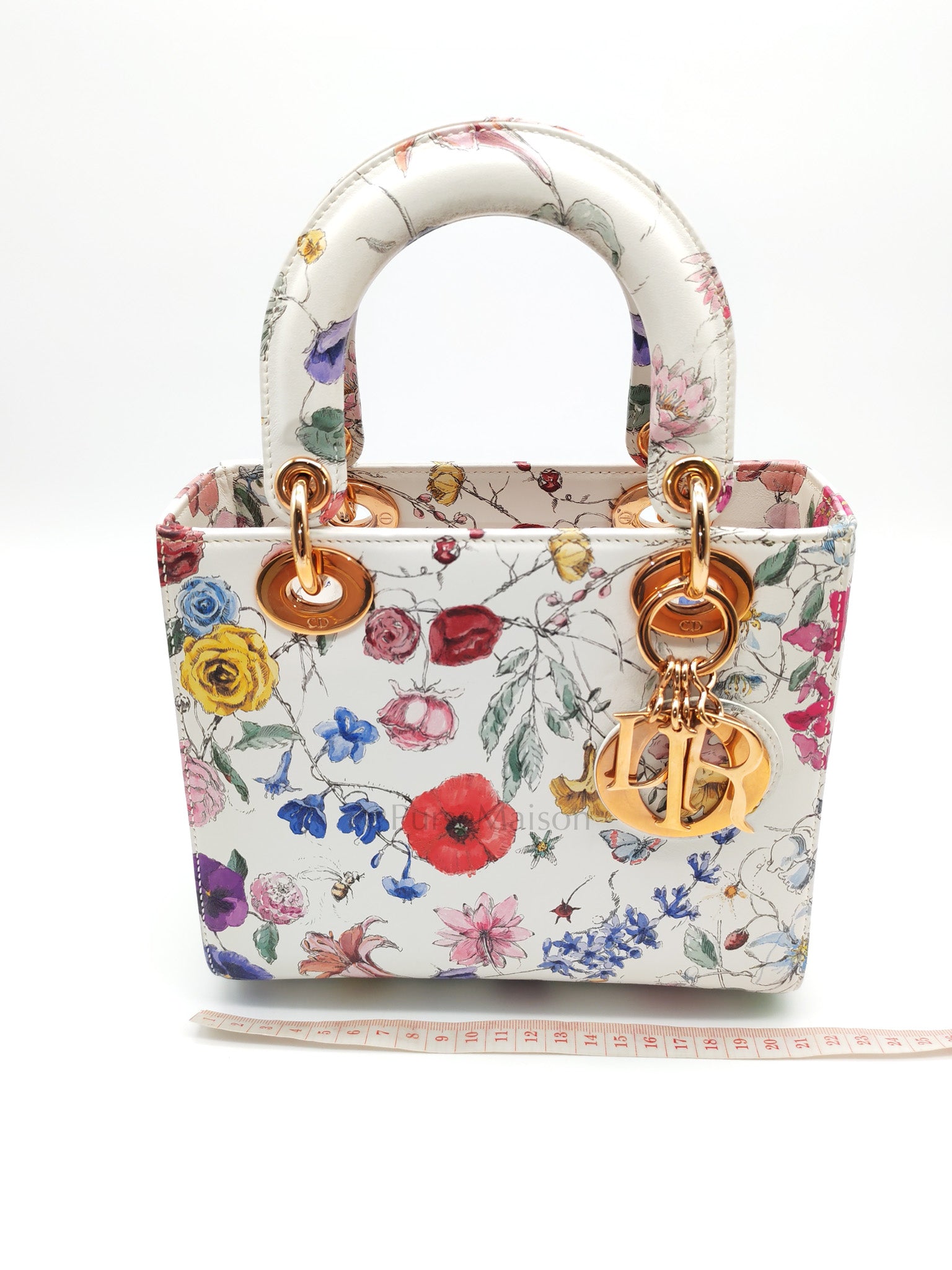 My ABCDior Lady Dior Small in White Florigelio Multicolor Calfskin Printed Rose Gold Hardware | Purse Maison Luxury Bags Shop