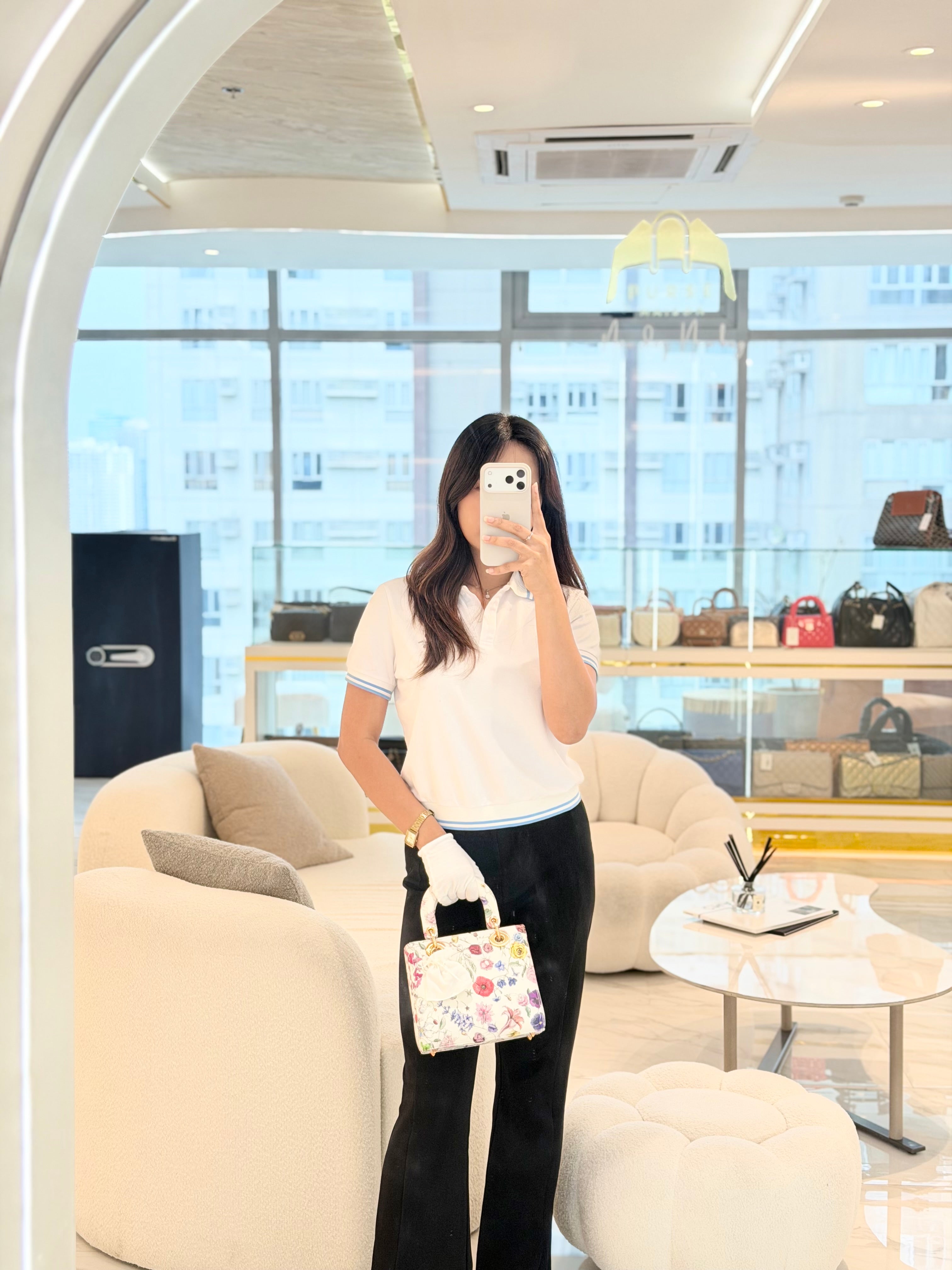 My ABCDior Lady Dior Small in White Florigelio Multicolor Calfskin Printed Rose Gold Hardware | Purse Maison Luxury Bags Shop