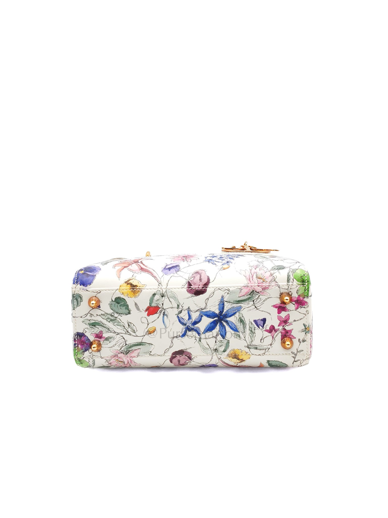 My ABCDior Lady Dior Small in White Florigelio Multicolor Calfskin Printed Rose Gold Hardware | Purse Maison Luxury Bags Shop