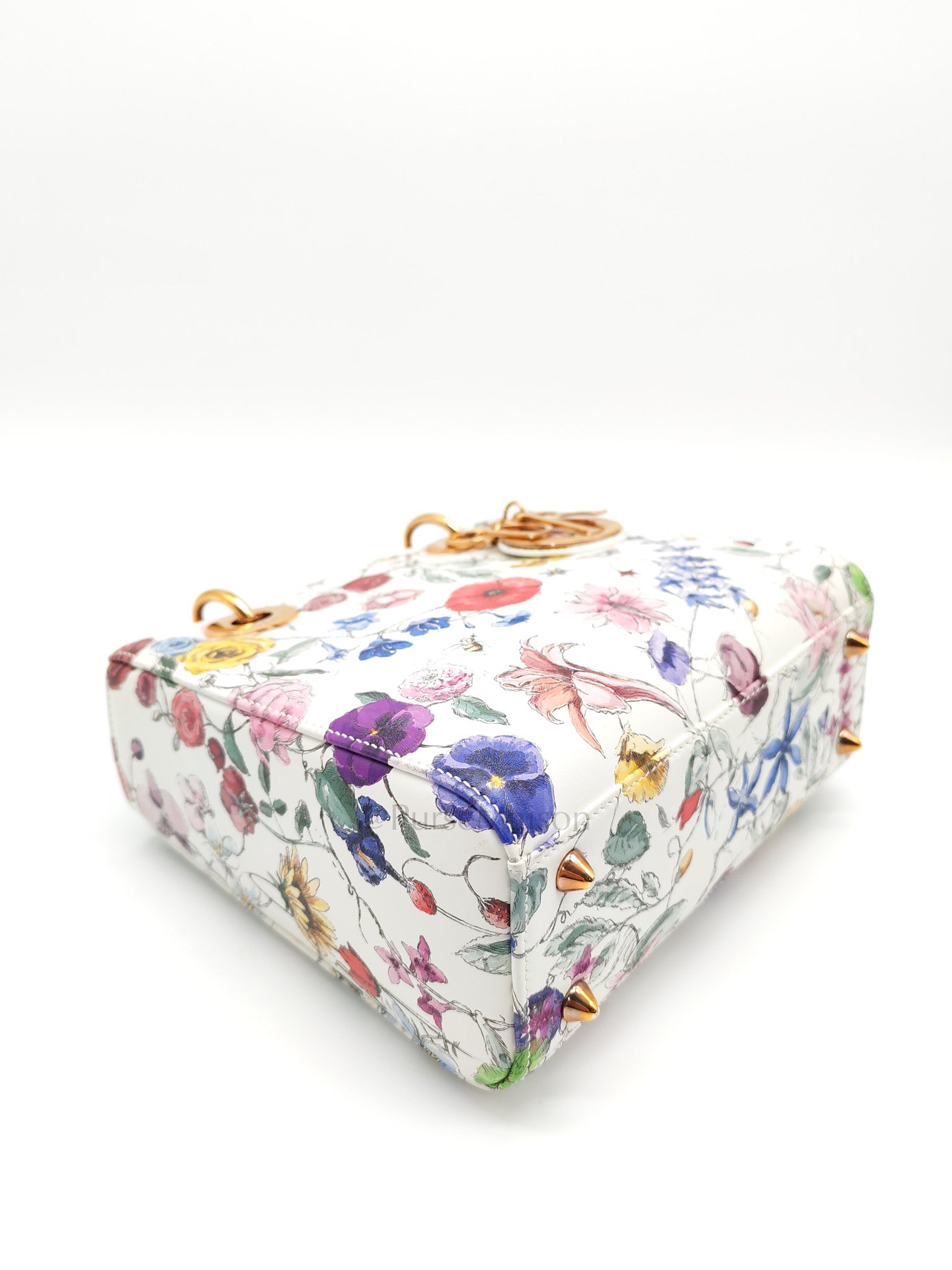 My ABCDior Lady Dior Small in White Florigelio Multicolor Calfskin Printed Rose Gold Hardware | Purse Maison Luxury Bags Shop