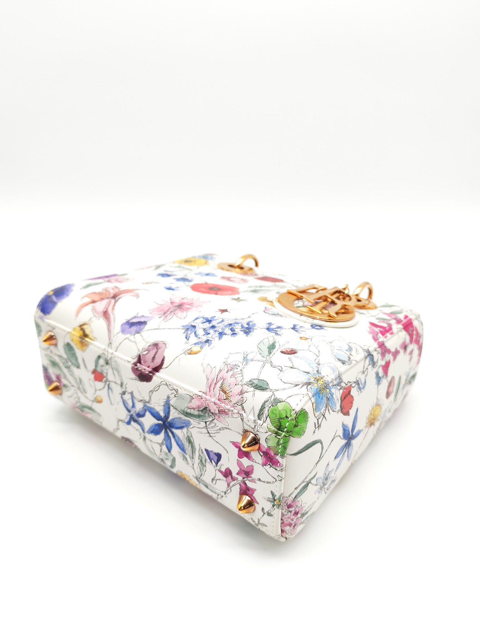 My ABCDior Lady Dior Small in White Florigelio Multicolor Calfskin Printed Rose Gold Hardware | Purse Maison Luxury Bags Shop