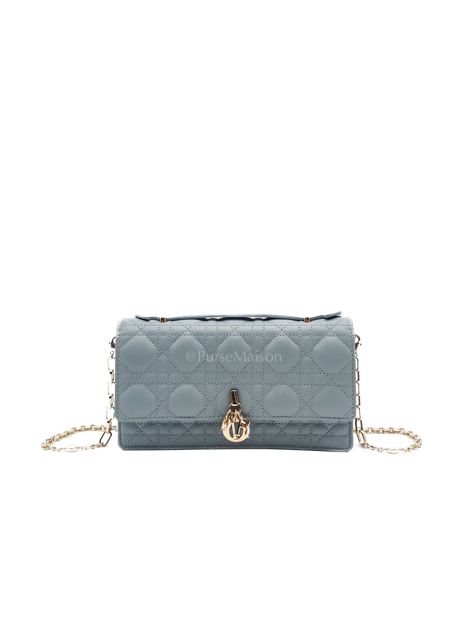 My Dior Mini Top Handle Bag in Cloud Blue Cannage Lambskin Leather Light Gold Hardware | Purse Maison Luxury Bags Shop