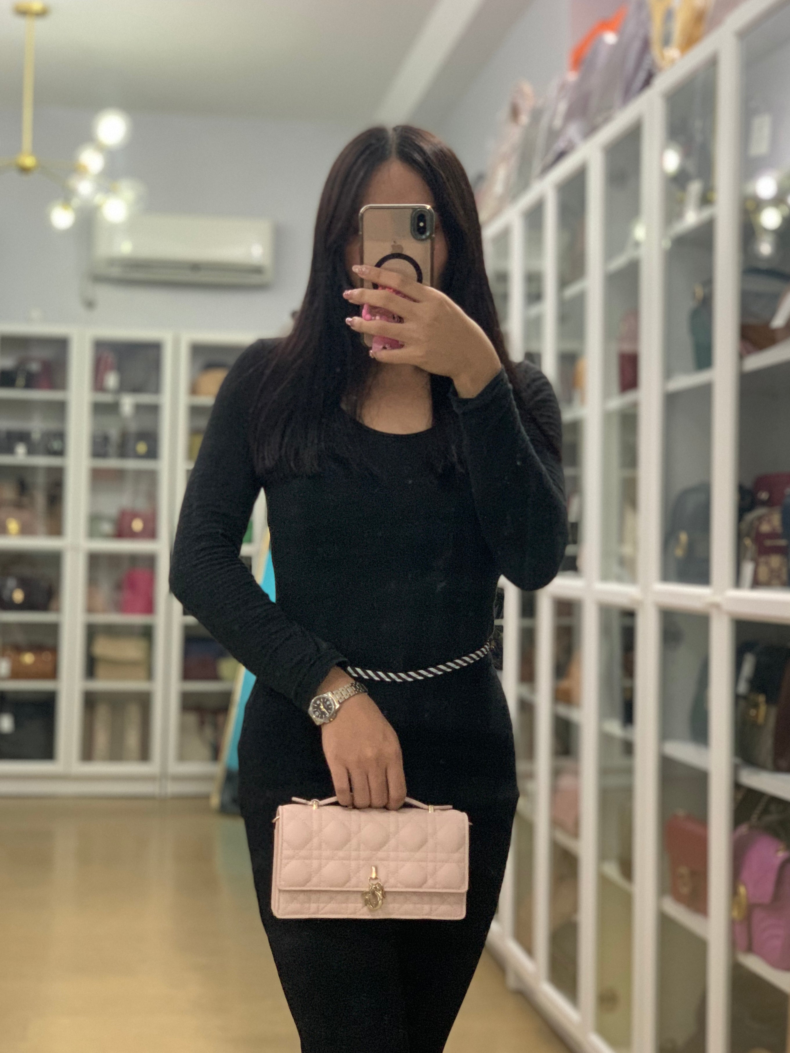 My Dior Mini Top Handle Bag in Powder Pink Gold Hardware | Purse Maison Luxury Bags Shop