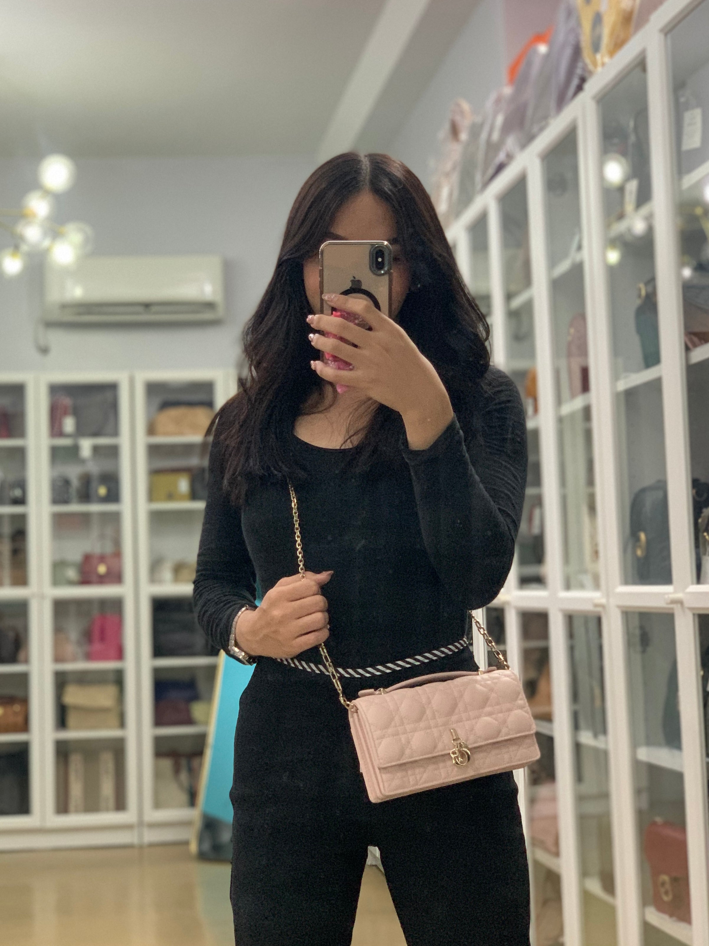 My Dior Mini Top Handle Bag in Powder Pink Gold Hardware | Purse Maison Luxury Bags Shop