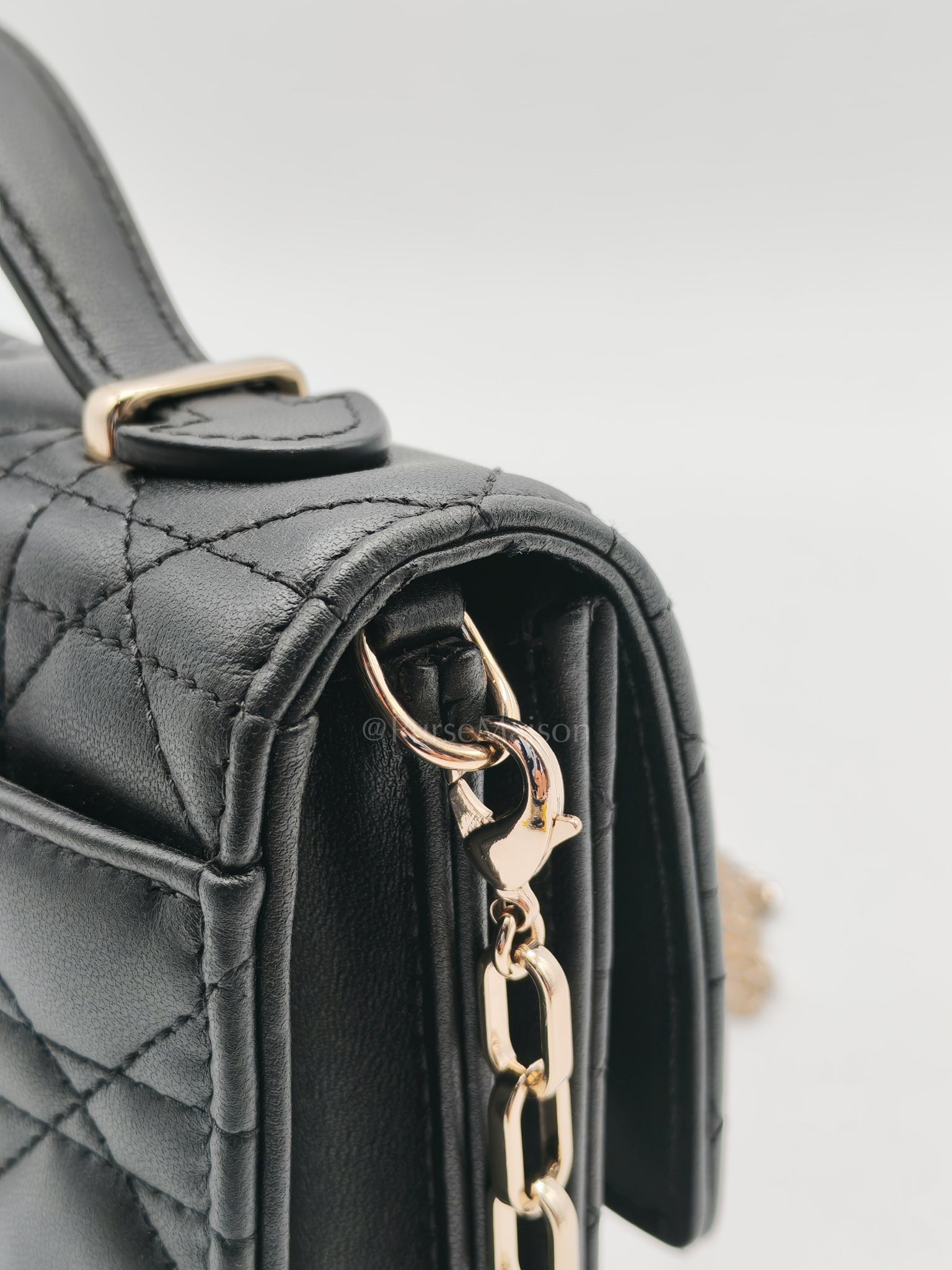 My Dior Mini Top Handle in Black Cannage Calfskin Leather Chain Strap Bag | Purse Maison Luxury Bags Shop