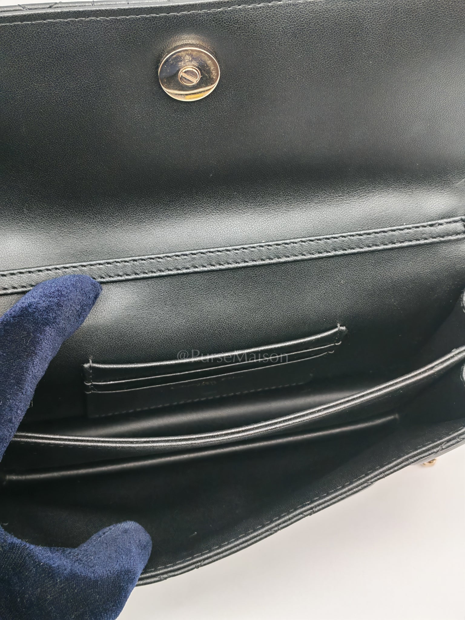 My Dior Mini Top Handle in Black Cannage Calfskin Leather Chain Strap Bag | Purse Maison Luxury Bags Shop