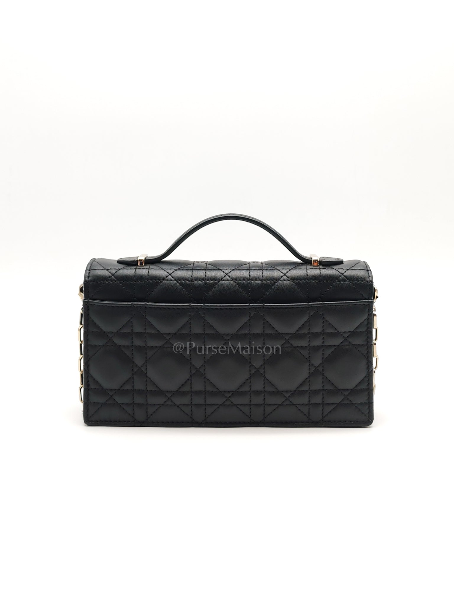 My Dior Mini Top Handle in Black Cannage Calfskin Leather Chain Strap Bag | Purse Maison Luxury Bags Shop