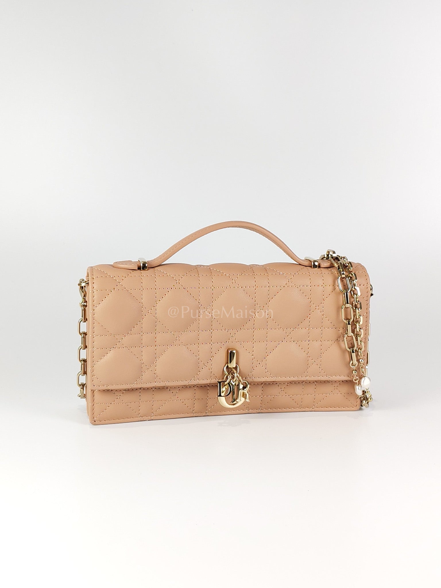My Dior Top Handle Bag Mini in Blush Pink Quilted Cannage Leather & Light Gold Hardware | Purse Maison Luxury Bags Shop