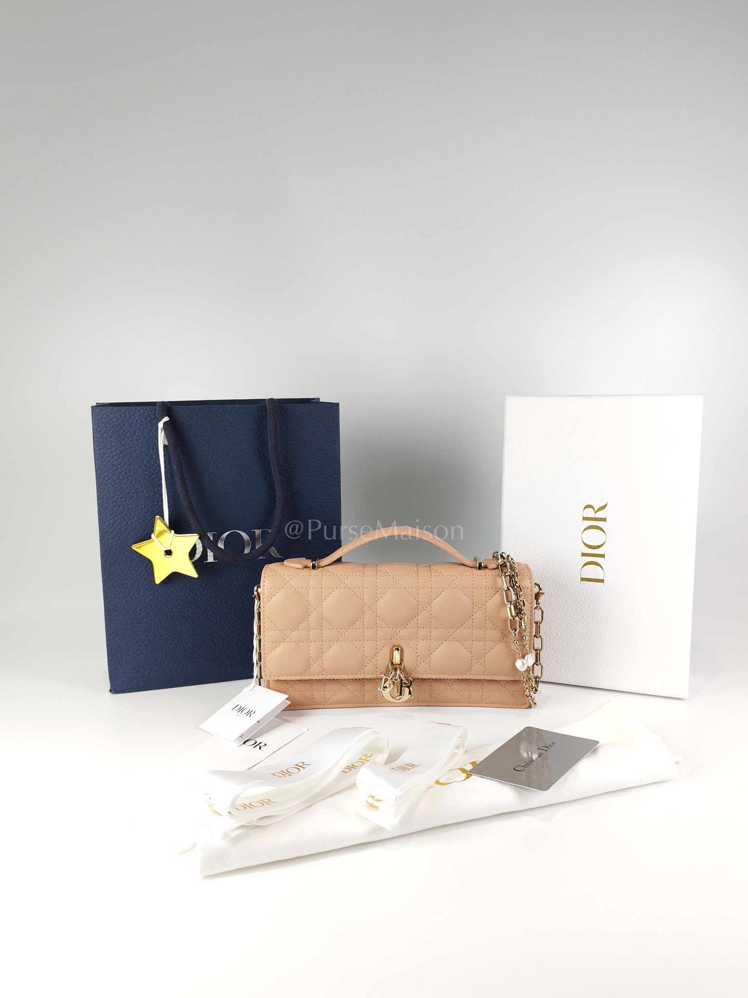 My Dior Top Handle Bag Mini in Blush Pink Quilted Cannage Leather & Light Gold Hardware | Purse Maison Luxury Bags Shop