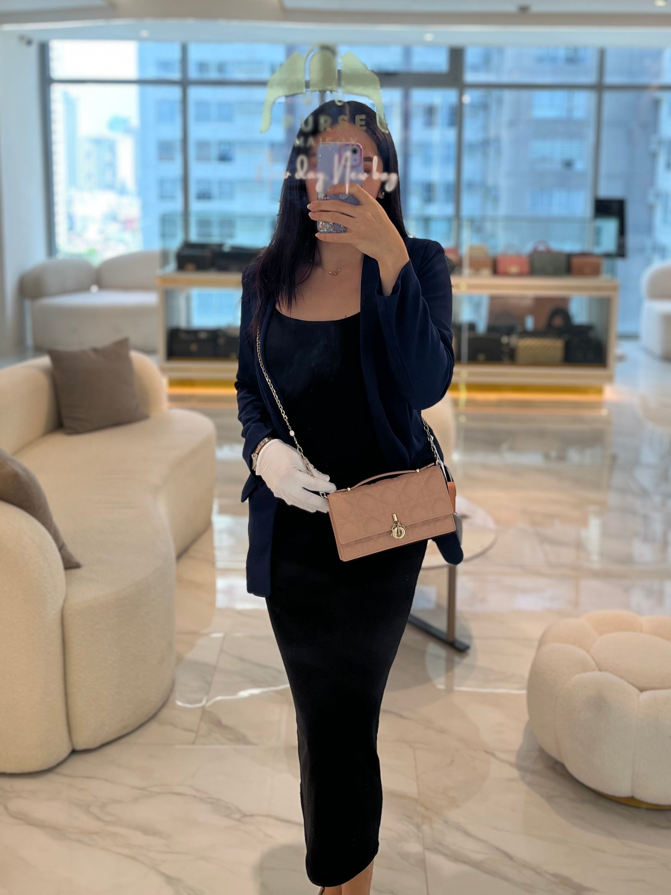 My Dior Top Handle Bag Mini in Blush Pink Quilted Cannage Leather & Light Gold Hardware | Purse Maison Luxury Bags Shop