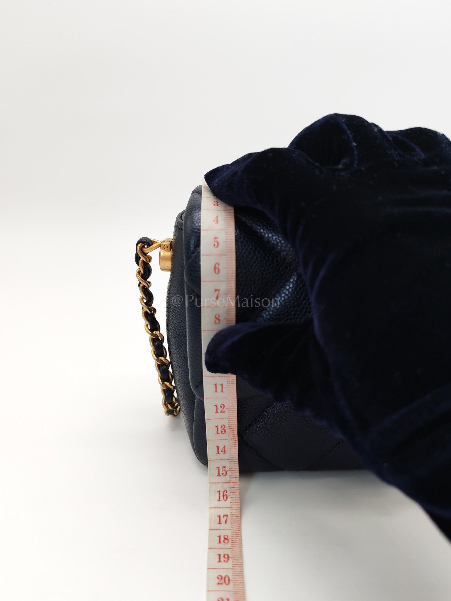 My Perfect Mini Flap Bag Iridescent Blue Caviar Leather and Aged Gold Hardware (Microchip) | Purse Maison Luxury Bags Shop