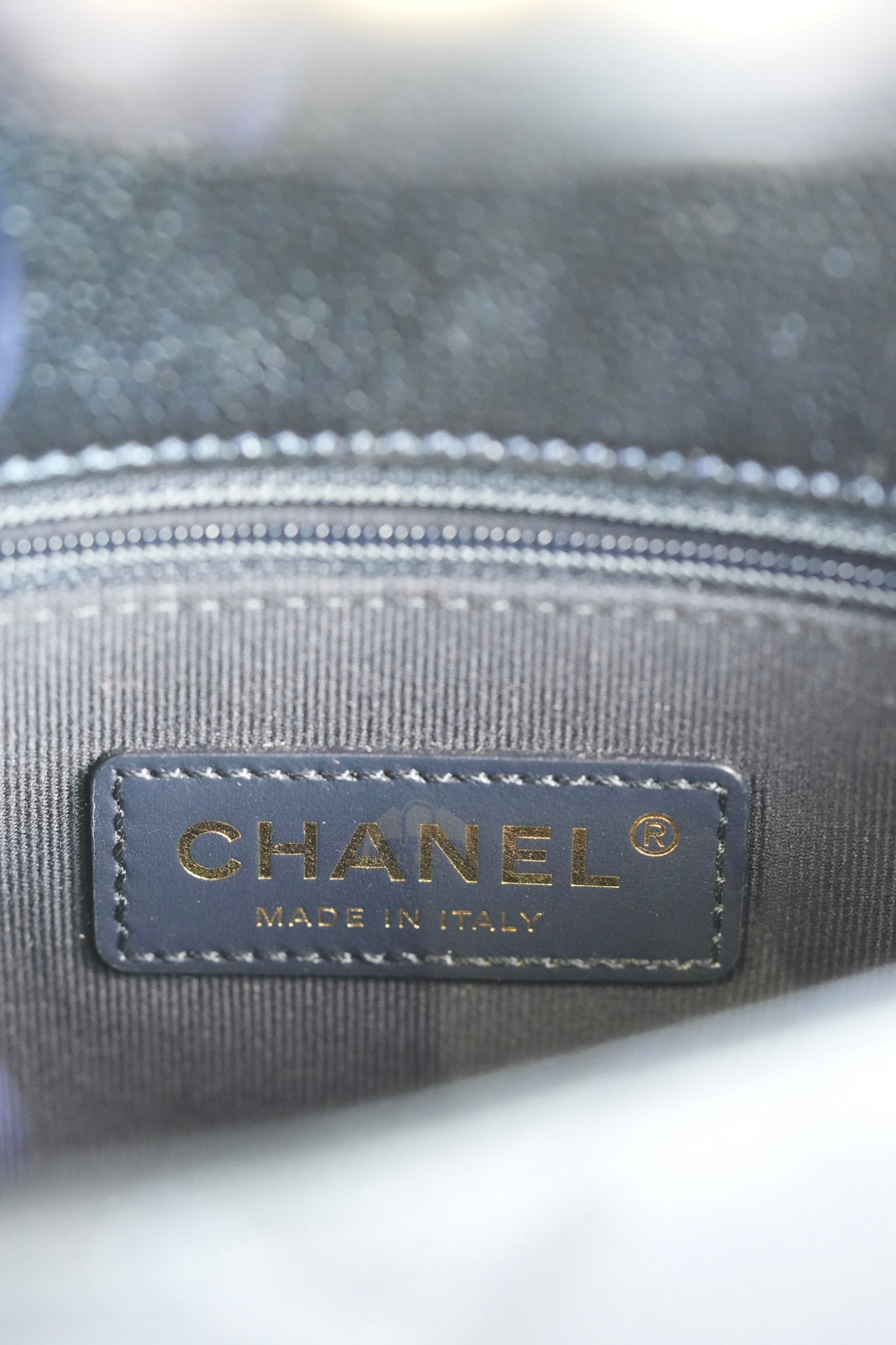 My Perfect Mini Iridescent Navy Blue in Quilted Caviar Leather and Aged Gold Hardware (Microchip) | Purse Maison Luxury Bags Shop