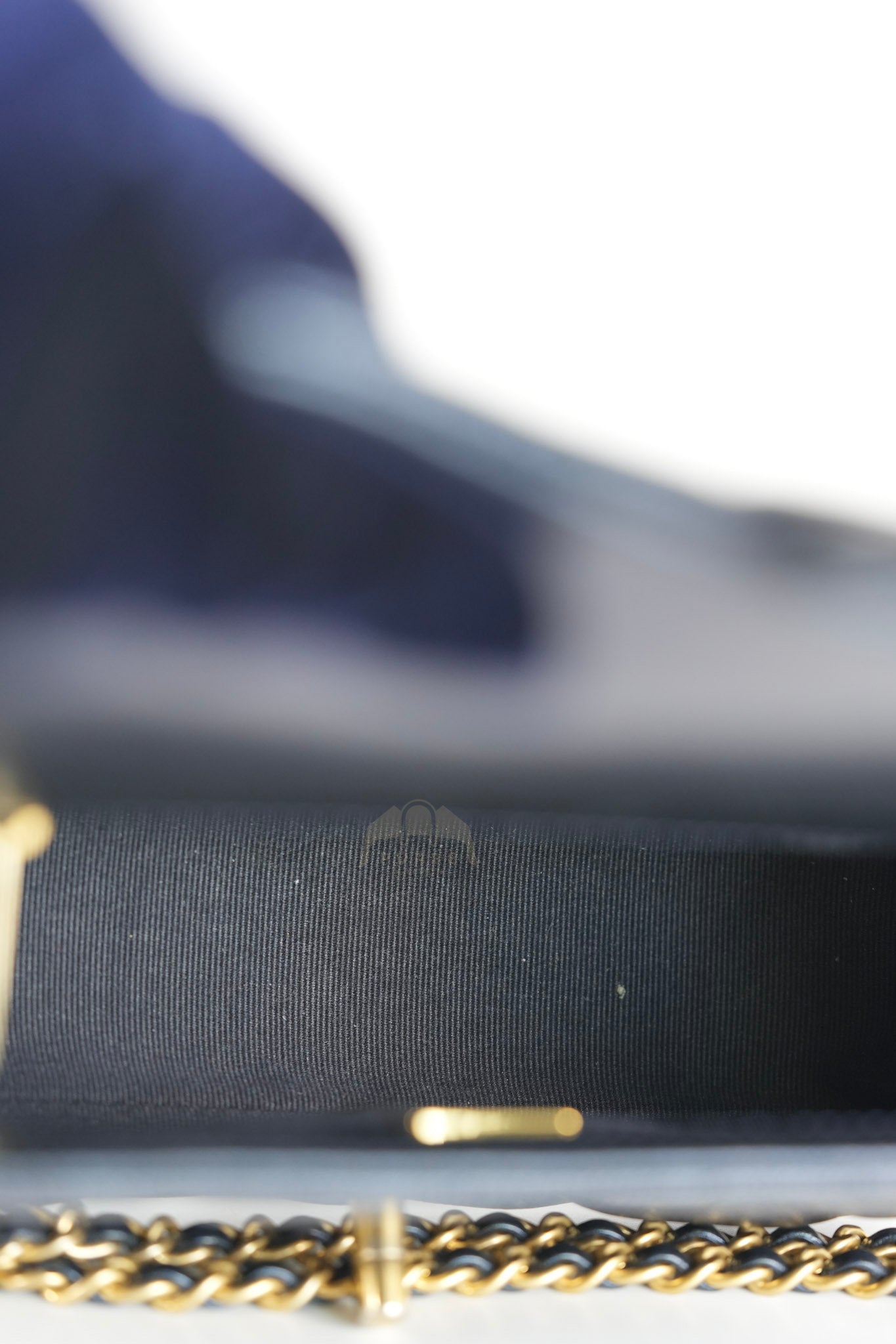 My Perfect Mini Iridescent Navy Blue in Quilted Caviar Leather and Aged Gold Hardware (Microchip) | Purse Maison Luxury Bags Shop