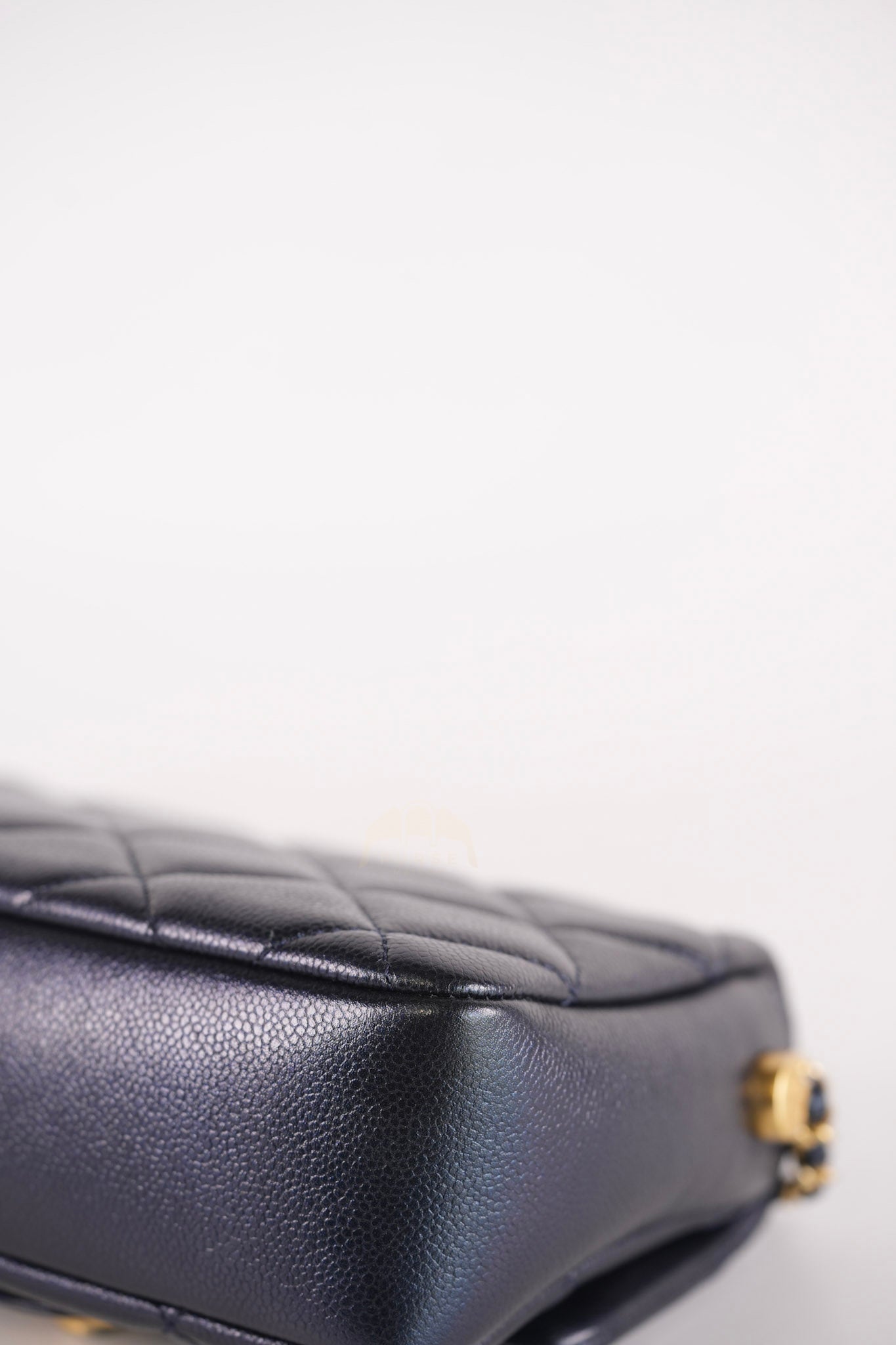 My Perfect Mini Iridescent Navy Blue in Quilted Caviar Leather and Aged Gold Hardware (Microchip) | Purse Maison Luxury Bags Shop