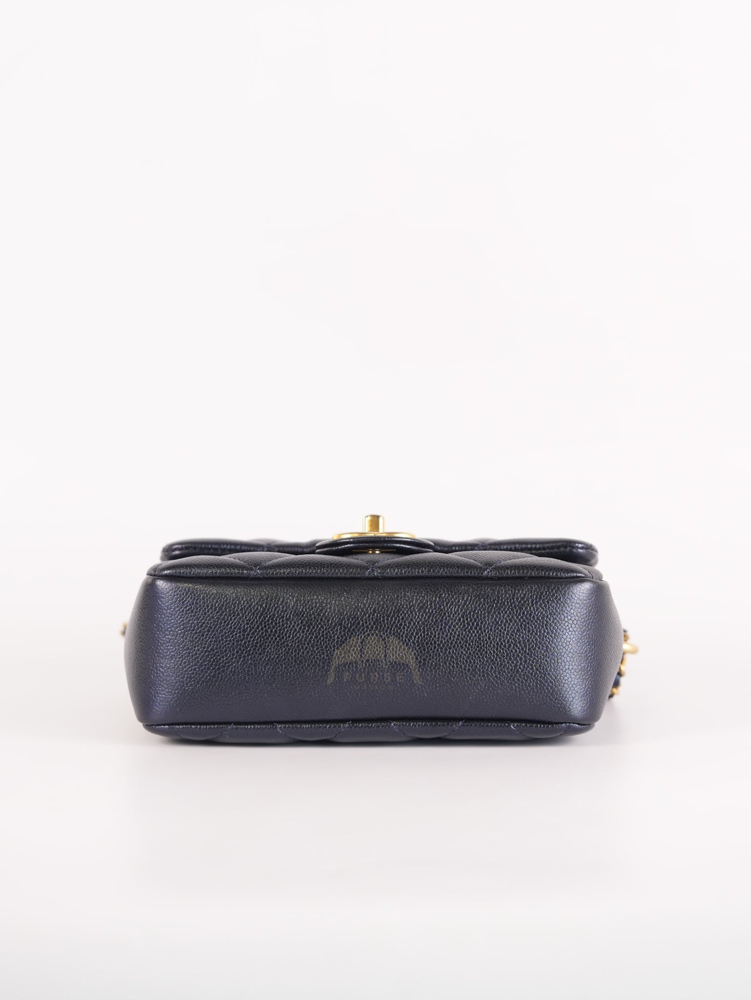 My Perfect Mini Iridescent Navy Blue in Quilted Caviar Leather and Aged Gold Hardware (Microchip) | Purse Maison Luxury Bags Shop