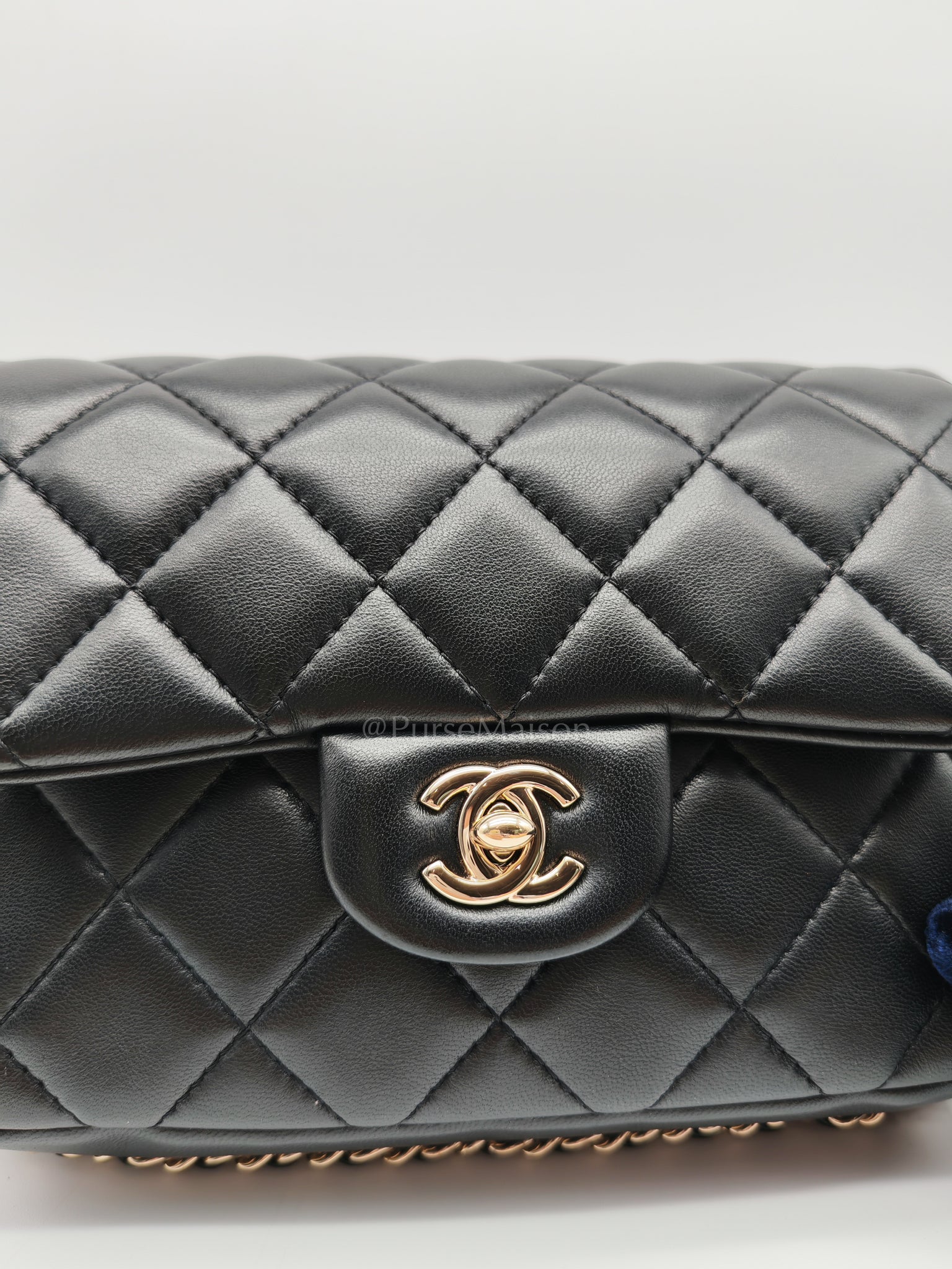 My Precious Pearls Chain Flap in Black Lambskin and Light Gold Hardware Series 29 | Purse Maison Luxury Bags Shop