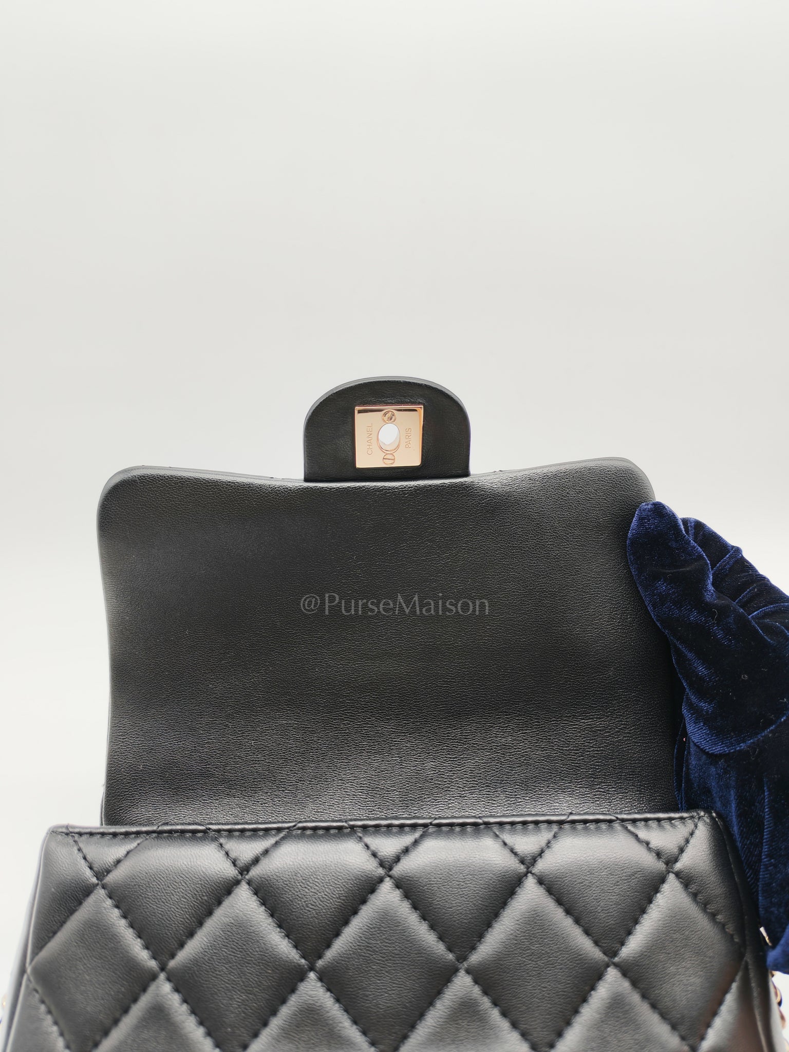 My Precious Pearls Chain Flap in Black Lambskin and Light Gold Hardware Series 29 | Purse Maison Luxury Bags Shop