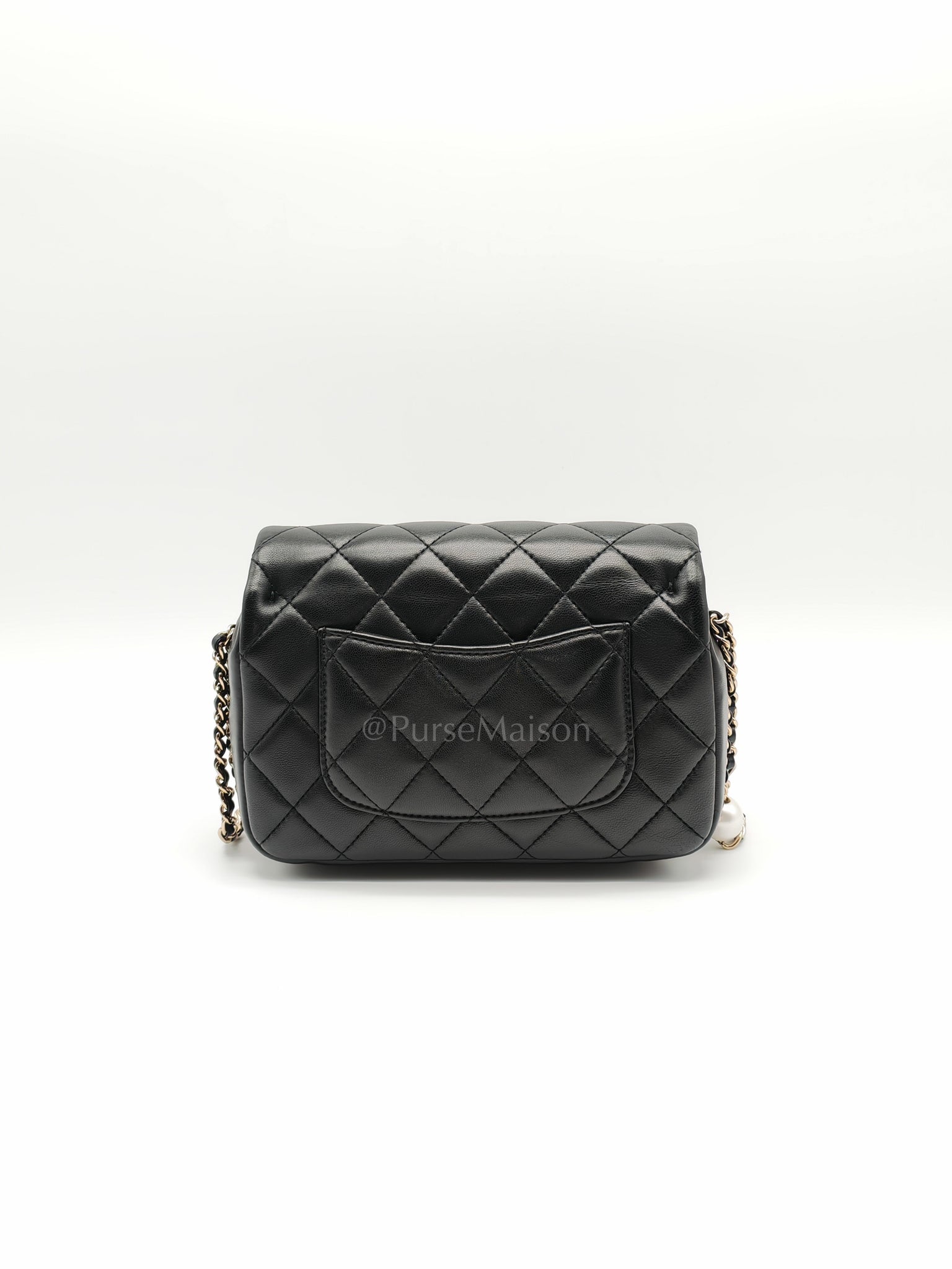 My Precious Pearls Chain Flap in Black Lambskin and Light Gold Hardware Series 29 | Purse Maison Luxury Bags Shop