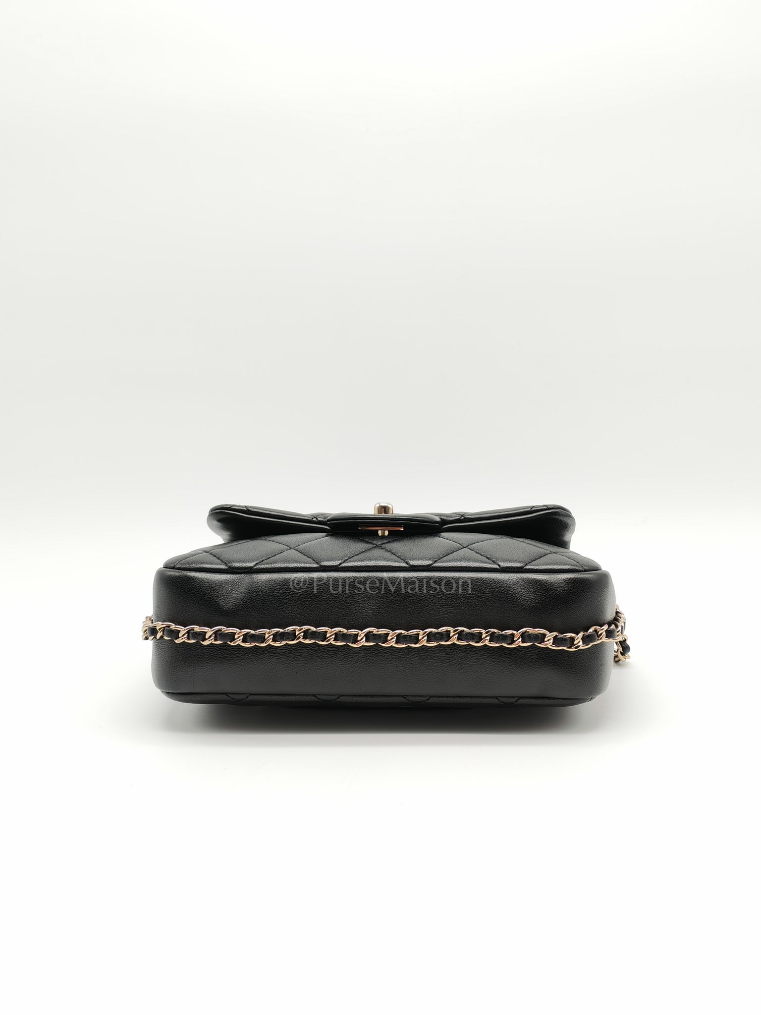 My Precious Pearls Chain Flap in Black Lambskin and Light Gold Hardware Series 29 | Purse Maison Luxury Bags Shop