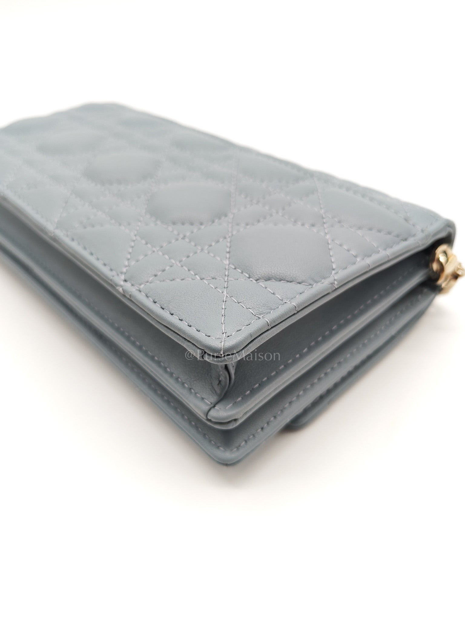 My Dior Mini Top Handle Bag in Cloud Blue Cannage Lambskin Leather Light Gold Hardware