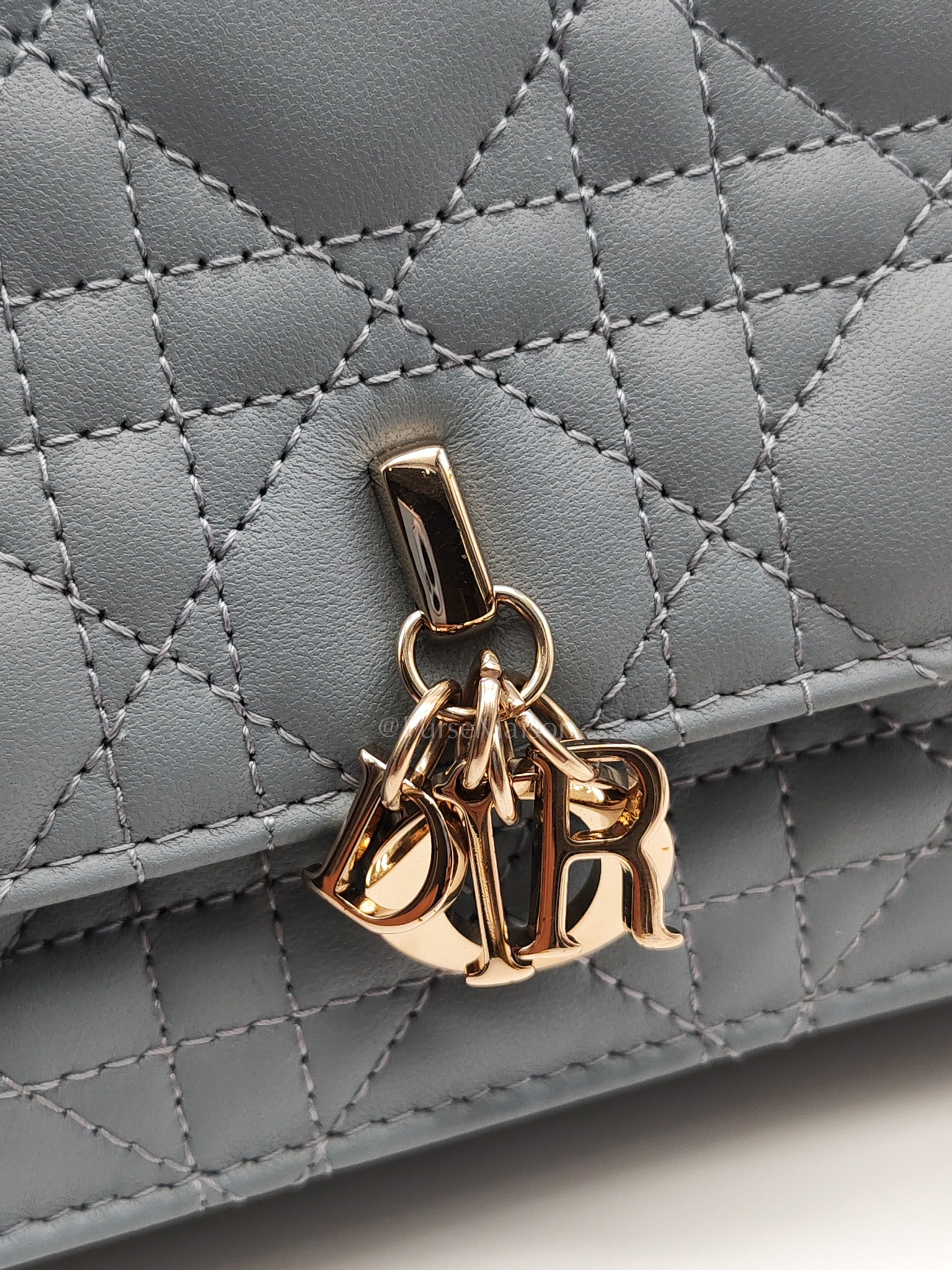 My Dior Mini Top Handle Bag in Cloud Blue Cannage Lambskin Leather Light Gold Hardware