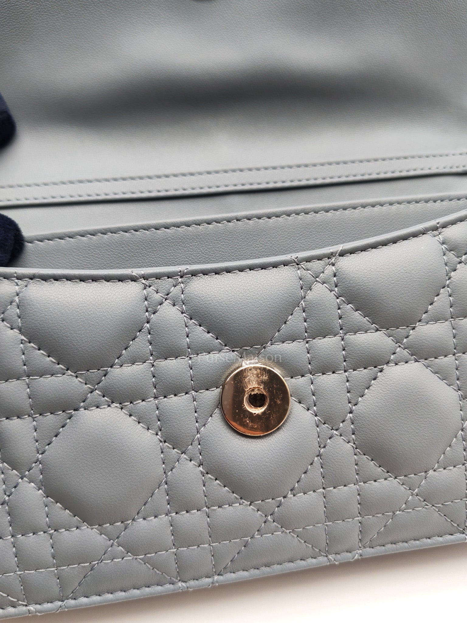 My Dior Mini Top Handle Bag in Cloud Blue Cannage Lambskin Leather Light Gold Hardware