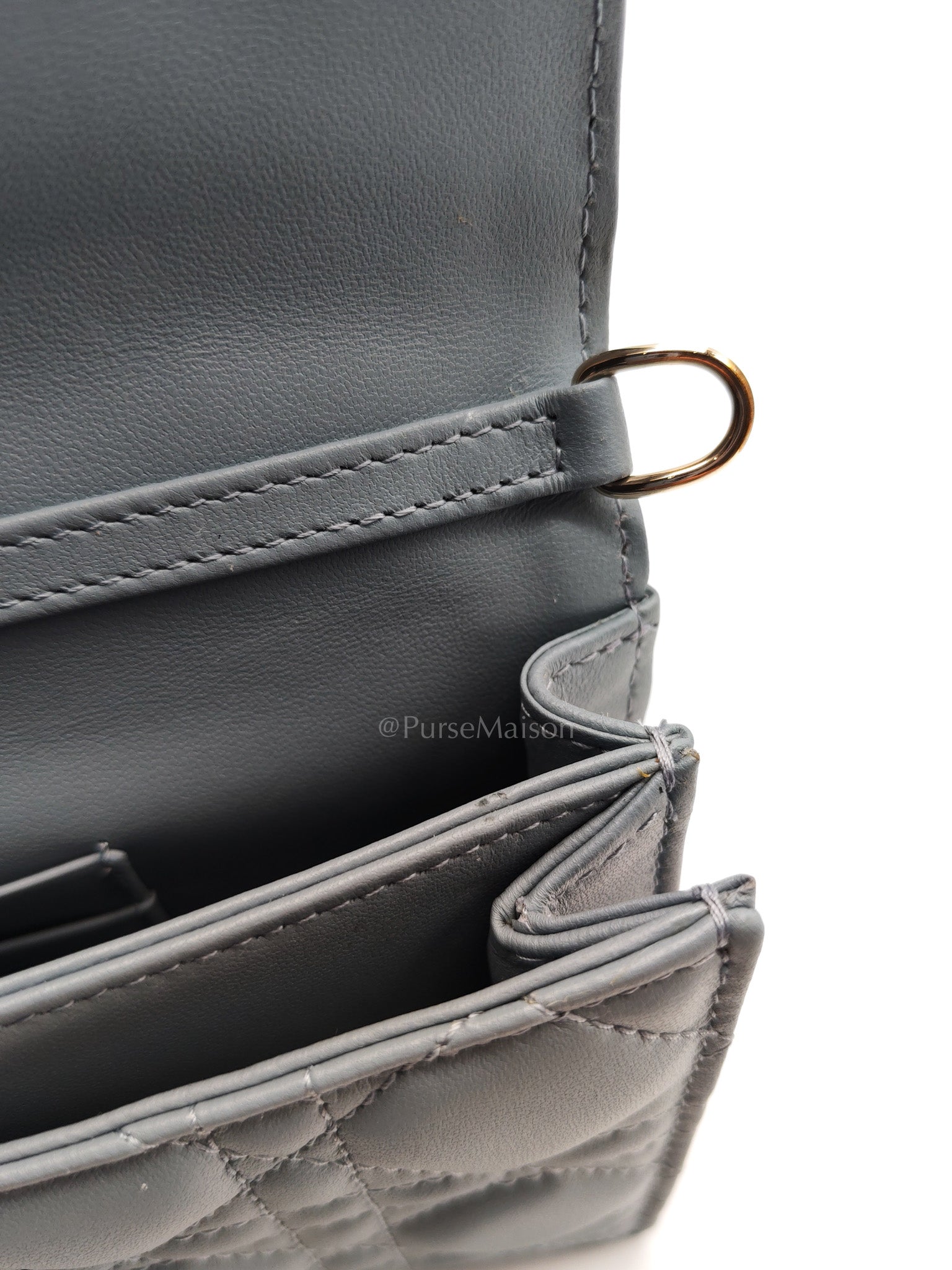My Dior Mini Top Handle Bag in Cloud Blue Cannage Lambskin Leather Light Gold Hardware