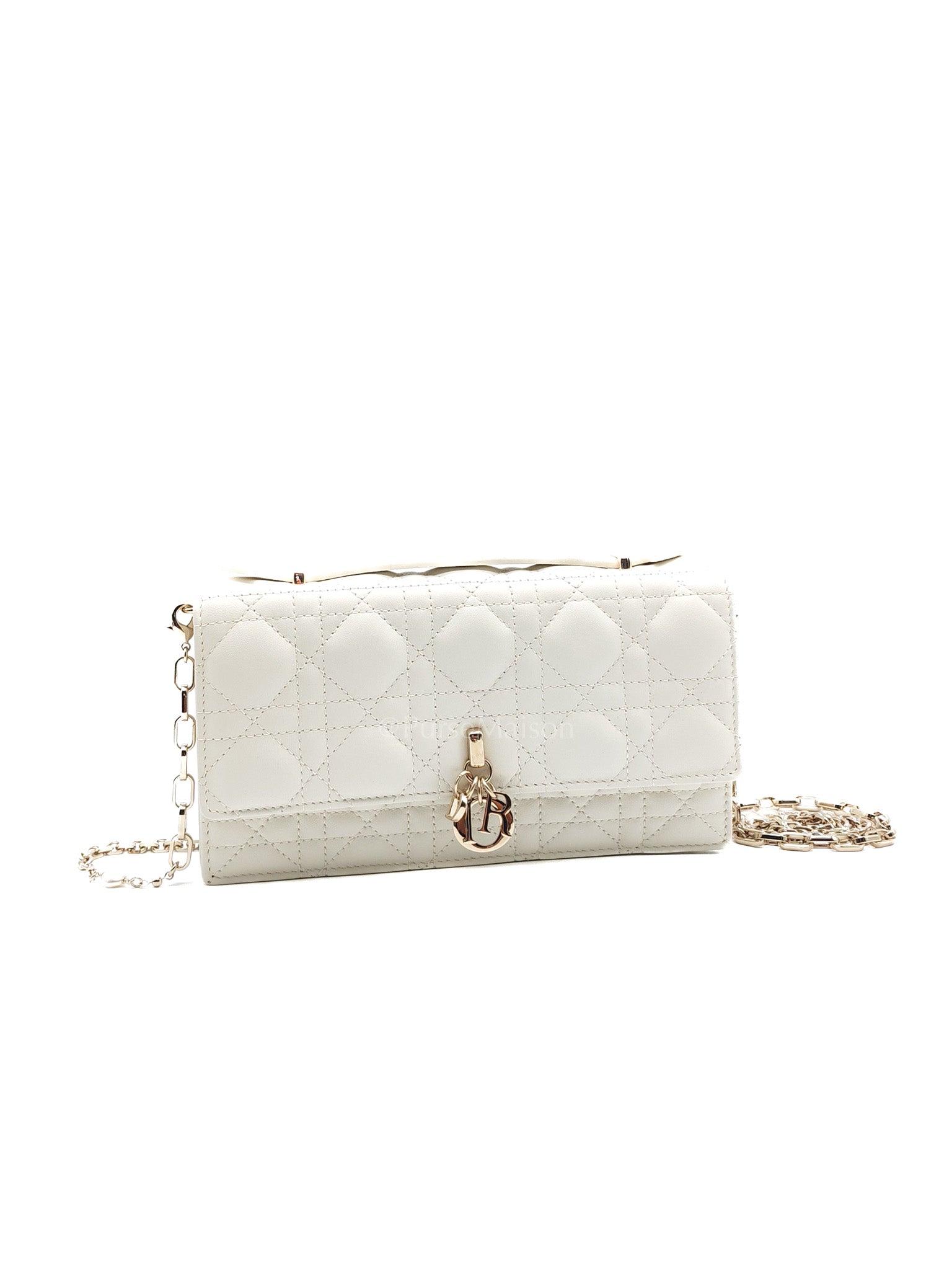 My Dior Mini Top Handle Bag in White Cannage Lambskin Leather
