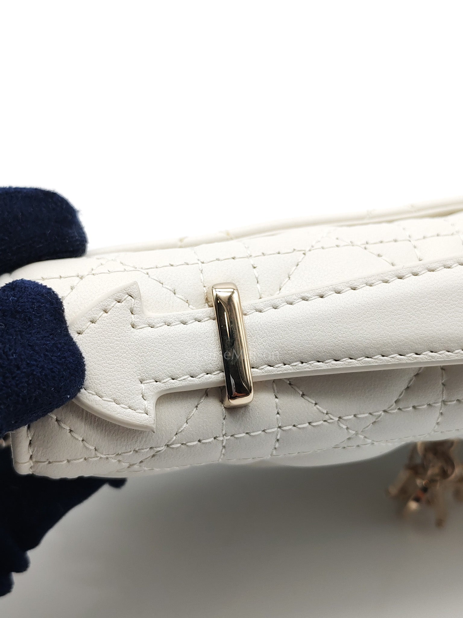 My Dior Mini Top Handle Bag in White Cannage Lambskin Leather