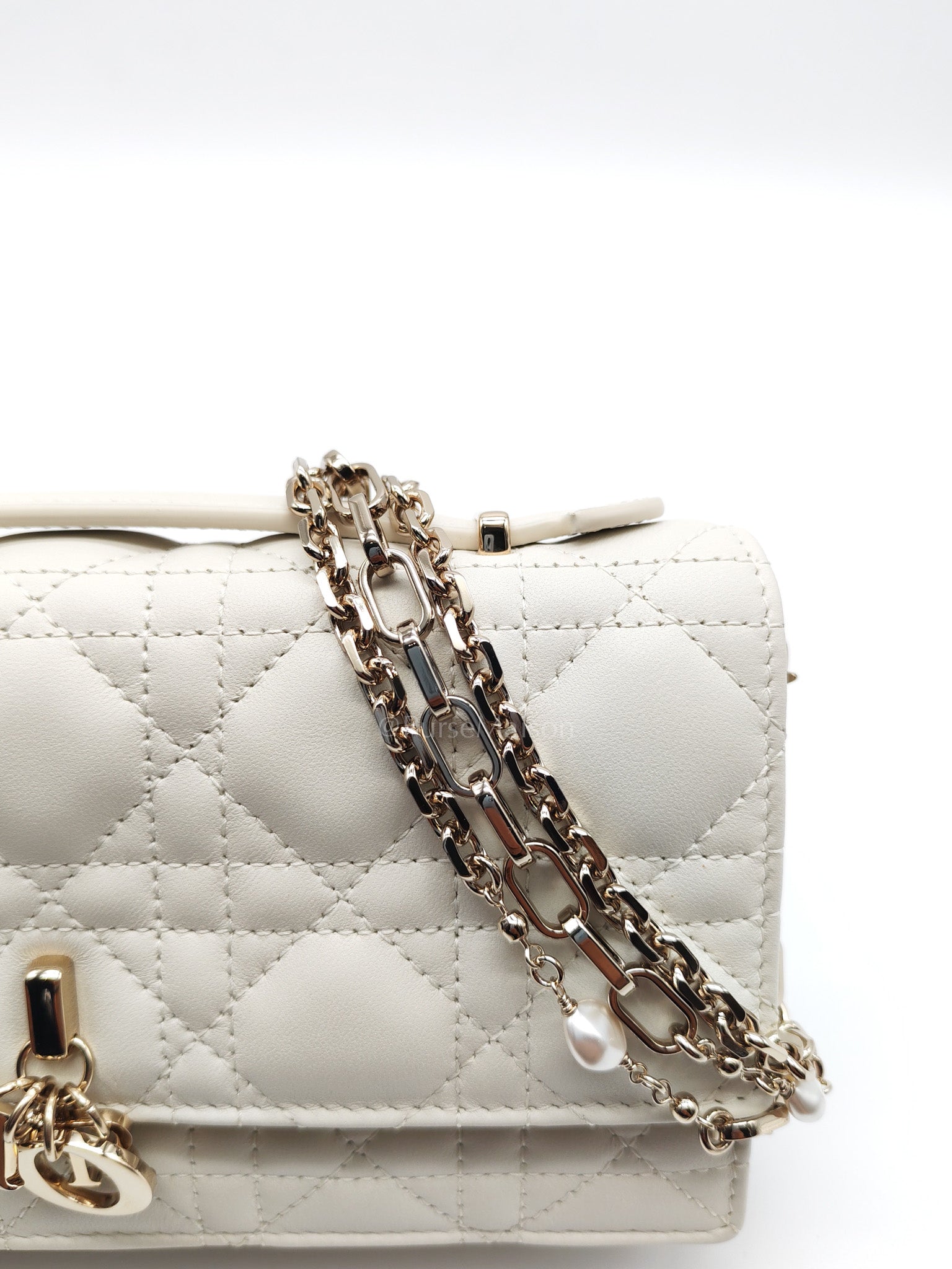 My Dior Mini Top Handle Bag in White Cannage Lambskin Leather