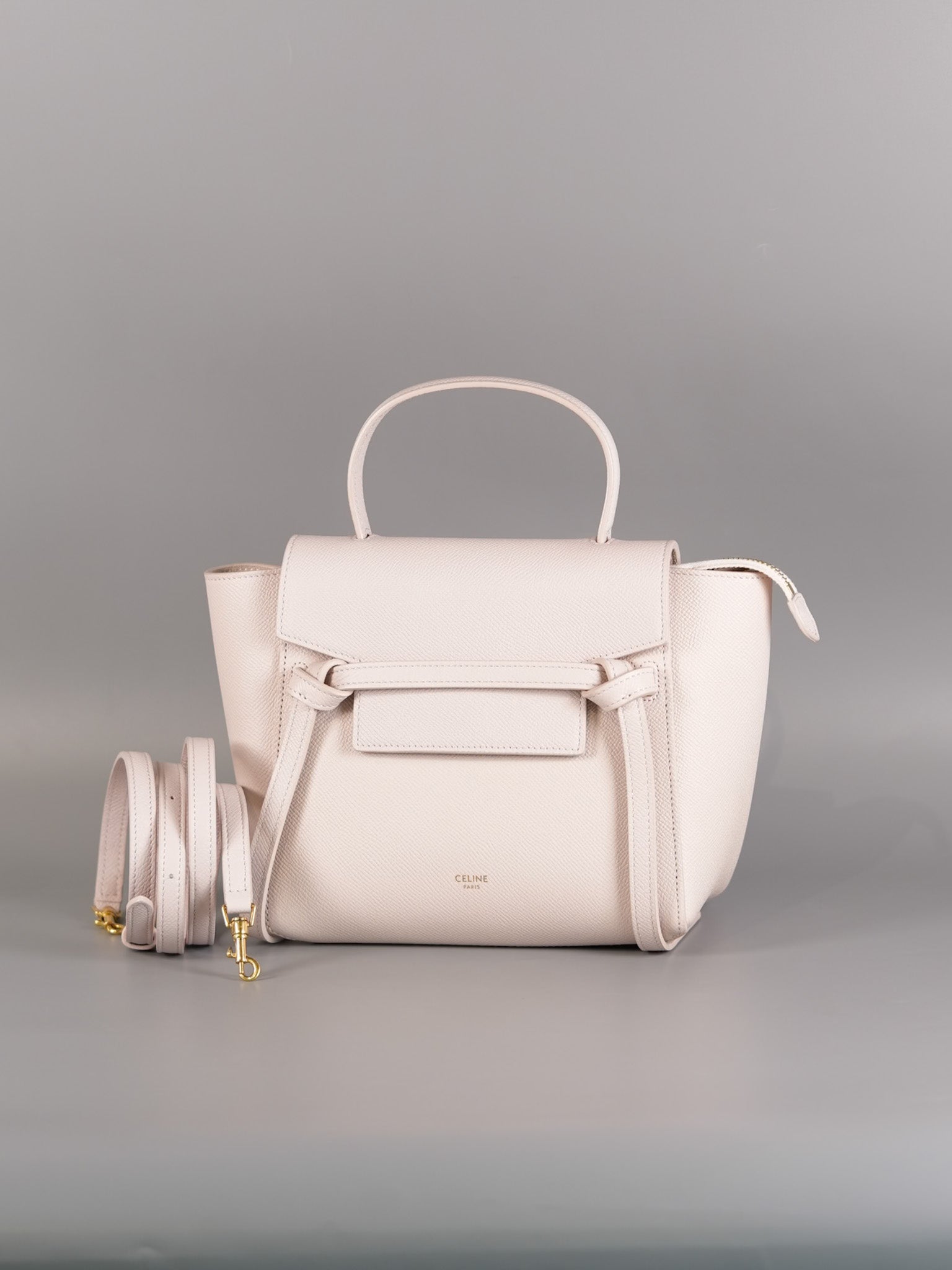 Nano Belt Bag in Light Pink Grained Calfskin Leather | Purse Maison Luxury Bags Shop