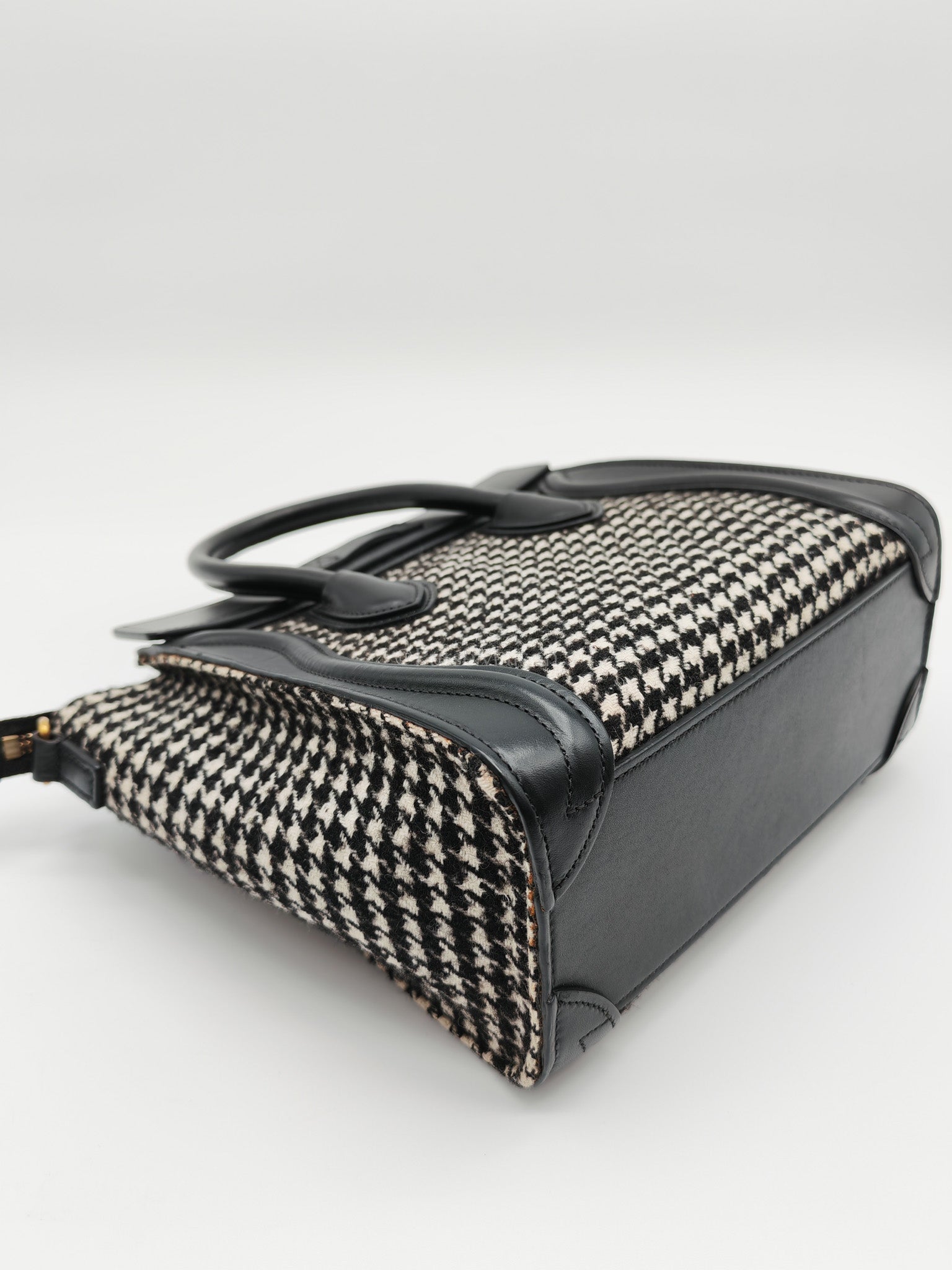 Nano Luggage Bag in Tweed Black & White Canvas | Purse Maison Luxury Bags Shop