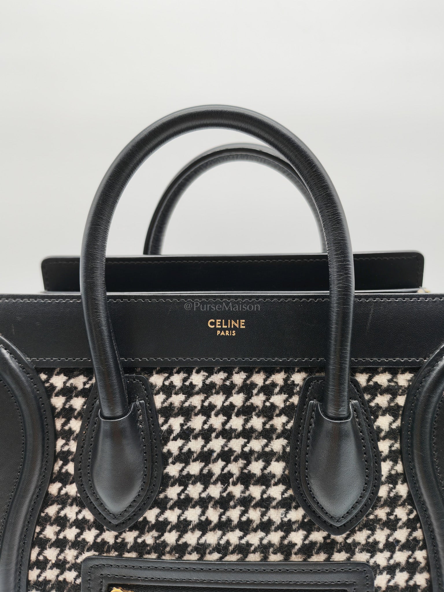 Nano Luggage Bag in Tweed Black & White Canvas | Purse Maison Luxury Bags Shop