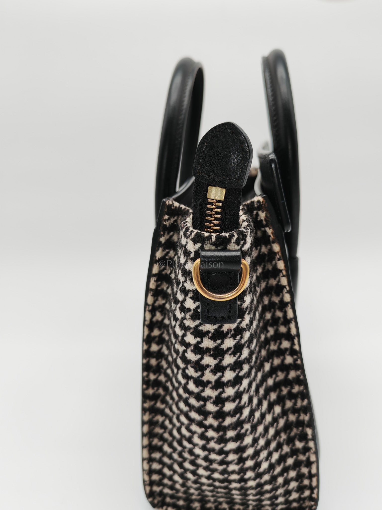 Nano Luggage Bag in Tweed Black & White Canvas | Purse Maison Luxury Bags Shop