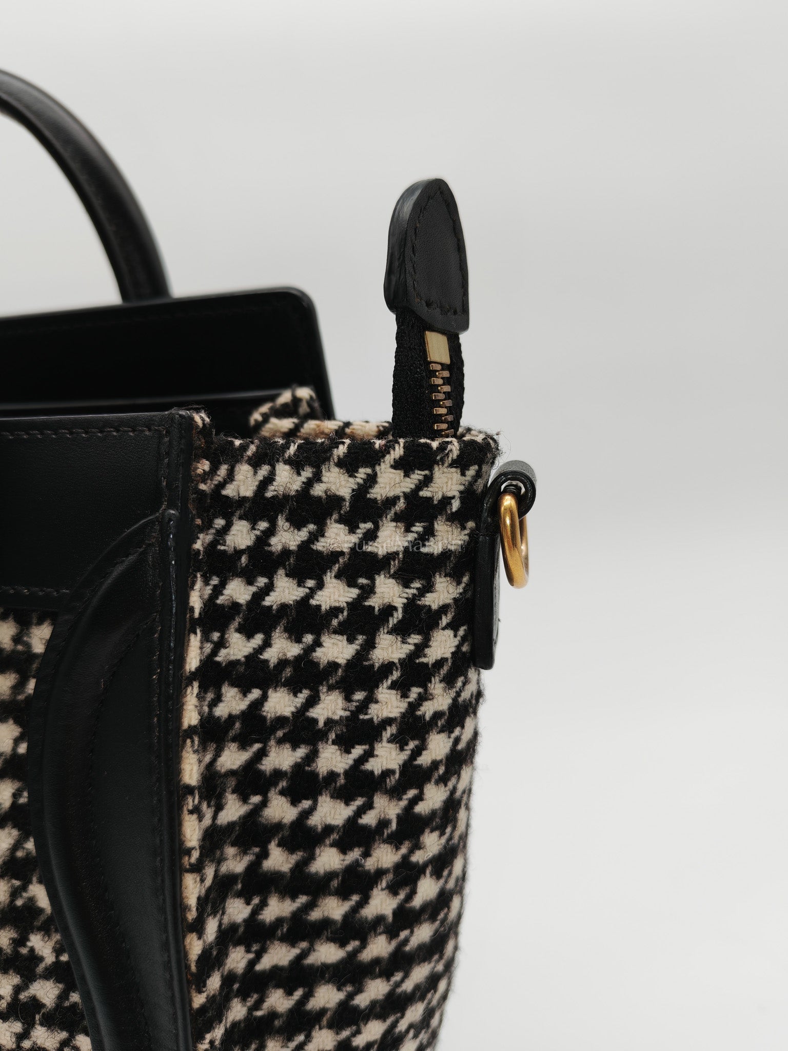 Nano Luggage Bag in Tweed Black & White Canvas | Purse Maison Luxury Bags Shop