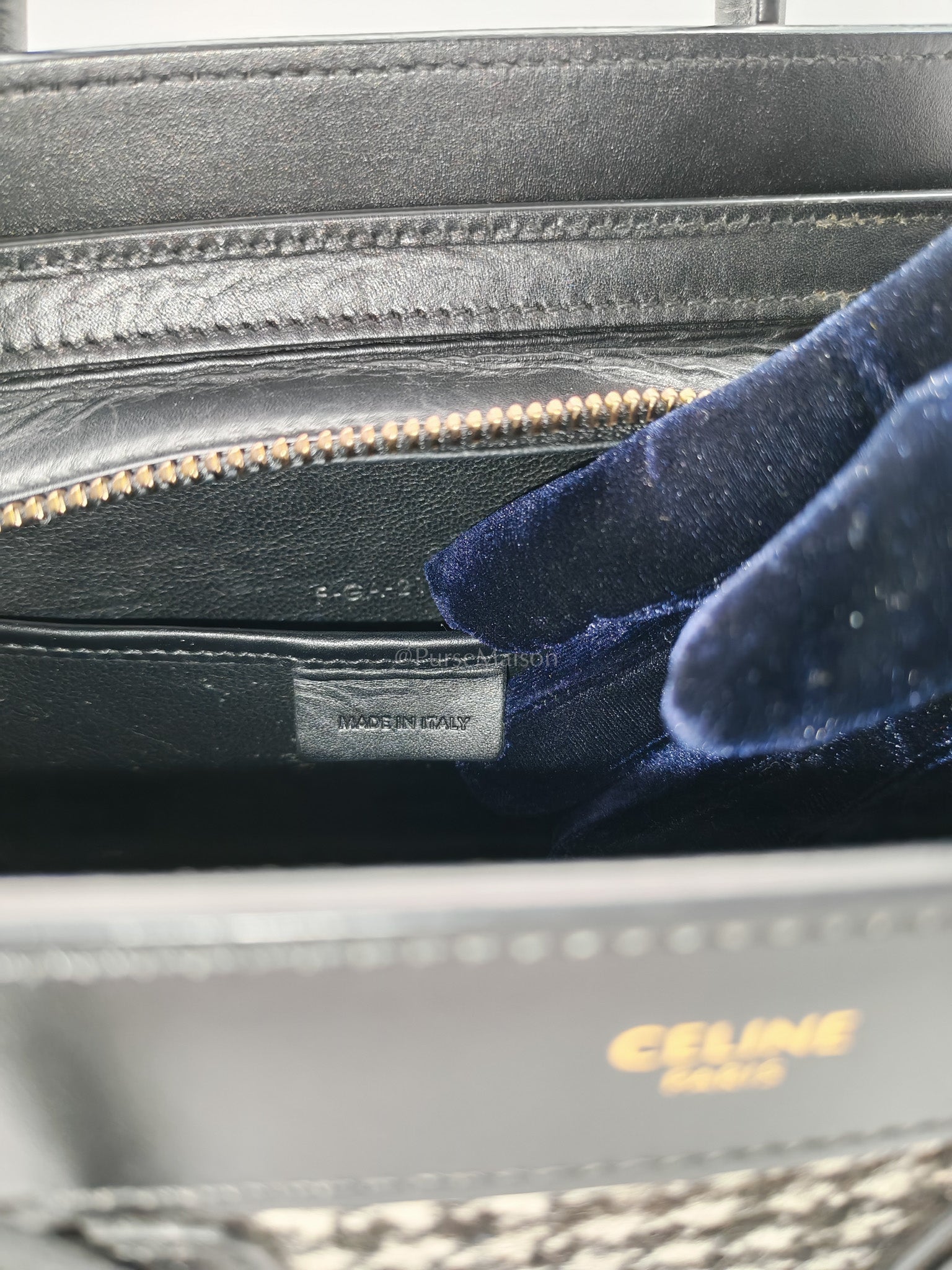 Nano Luggage Bag in Tweed Black & White Canvas | Purse Maison Luxury Bags Shop