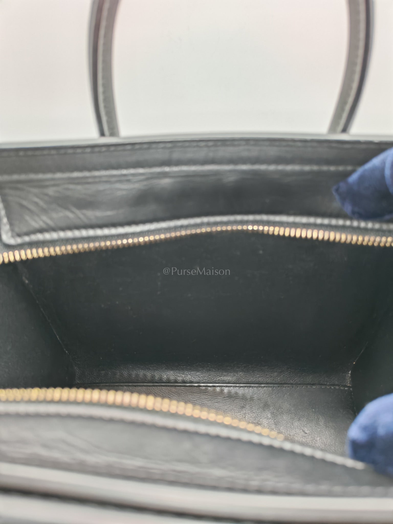 Nano Luggage Bag in Tweed Black & White Canvas | Purse Maison Luxury Bags Shop