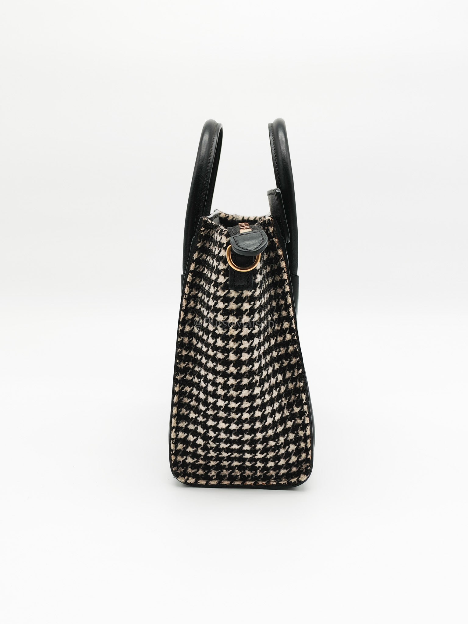 Nano Luggage Bag in Tweed Black & White Canvas | Purse Maison Luxury Bags Shop