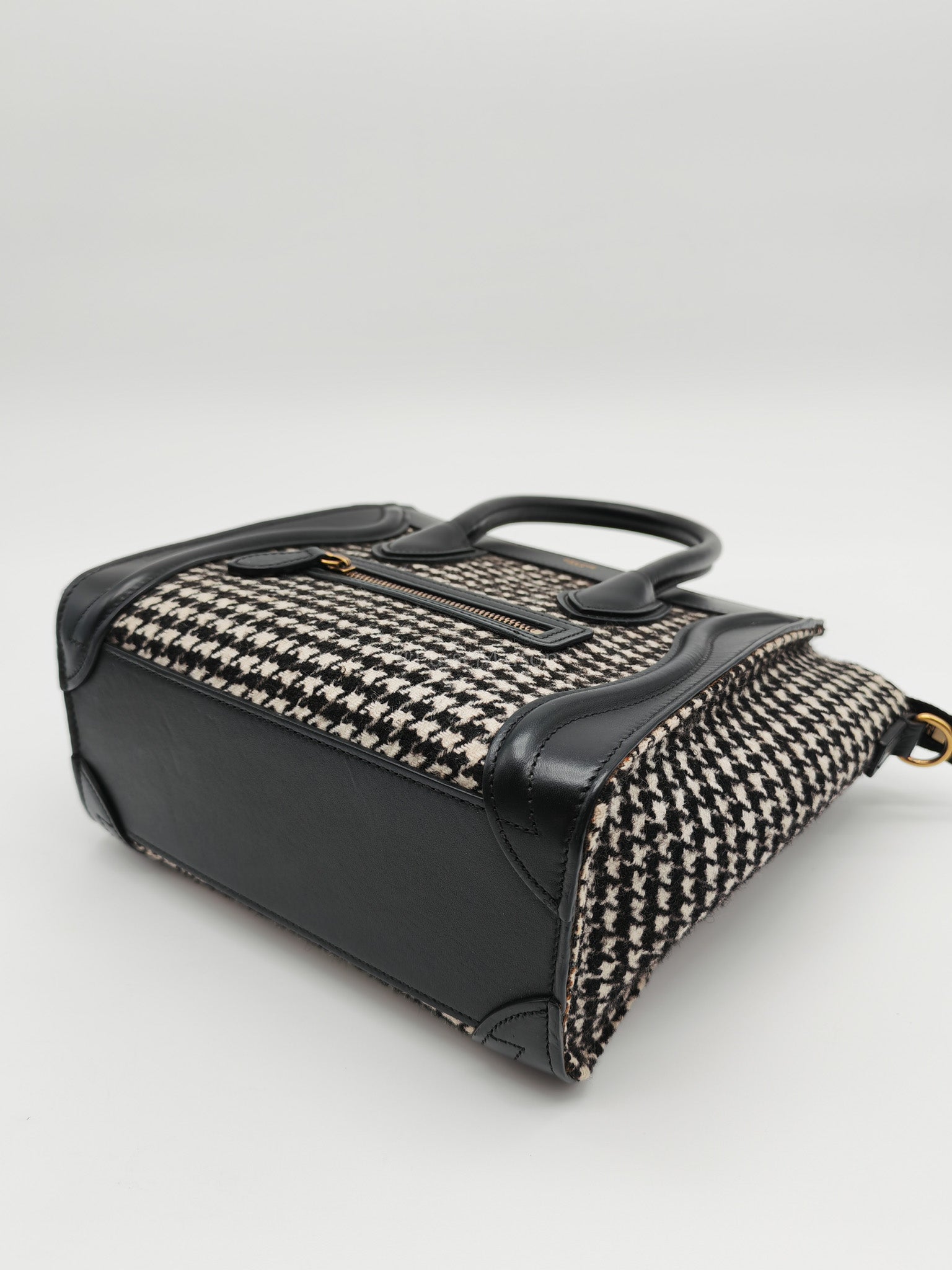 Nano Luggage Bag in Tweed Black & White Canvas | Purse Maison Luxury Bags Shop
