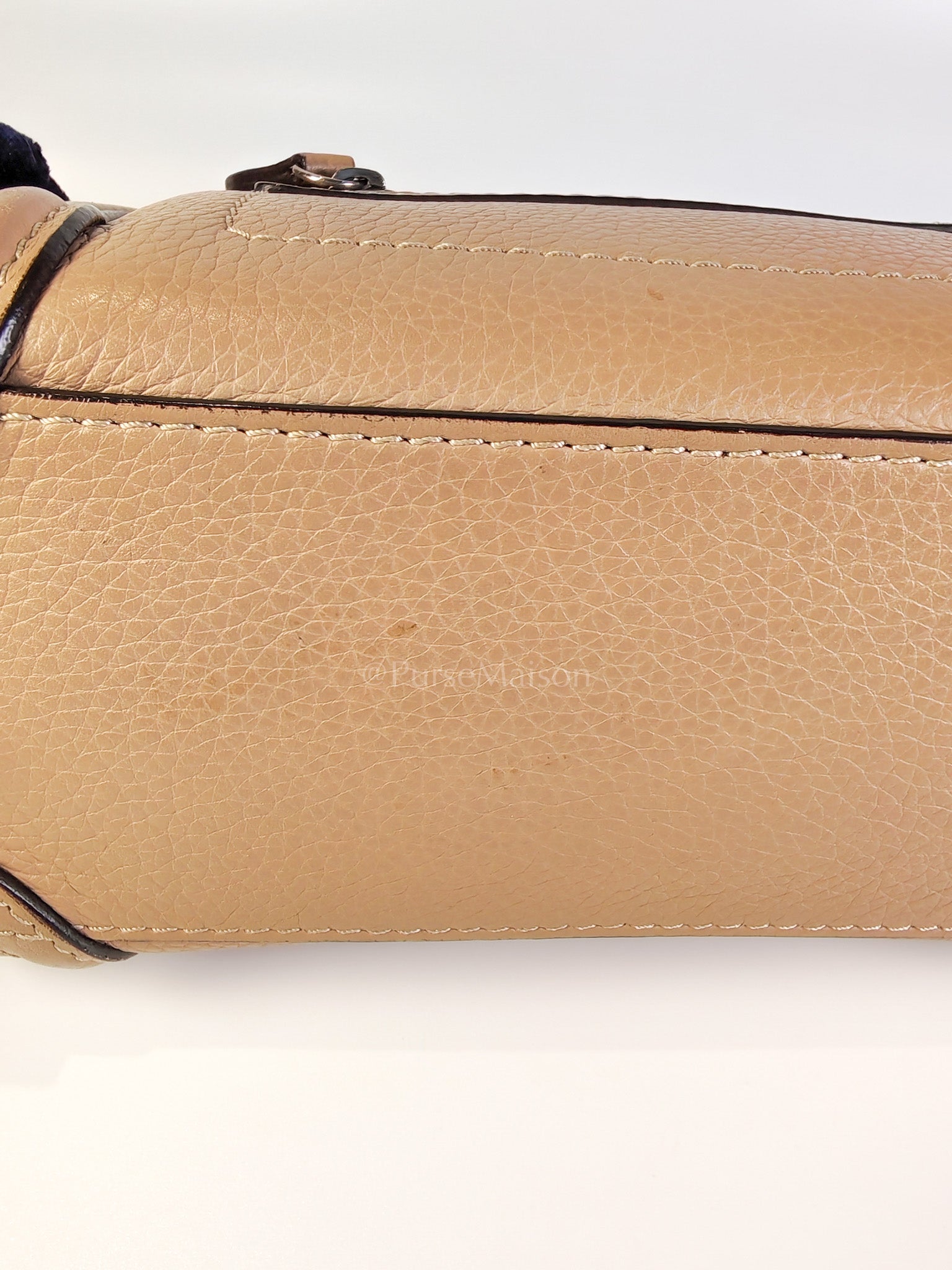 Nano Luggage in Beige Drummed Calfskin Leather Shoulder Bag | Purse Maison Luxury Bags Shop
