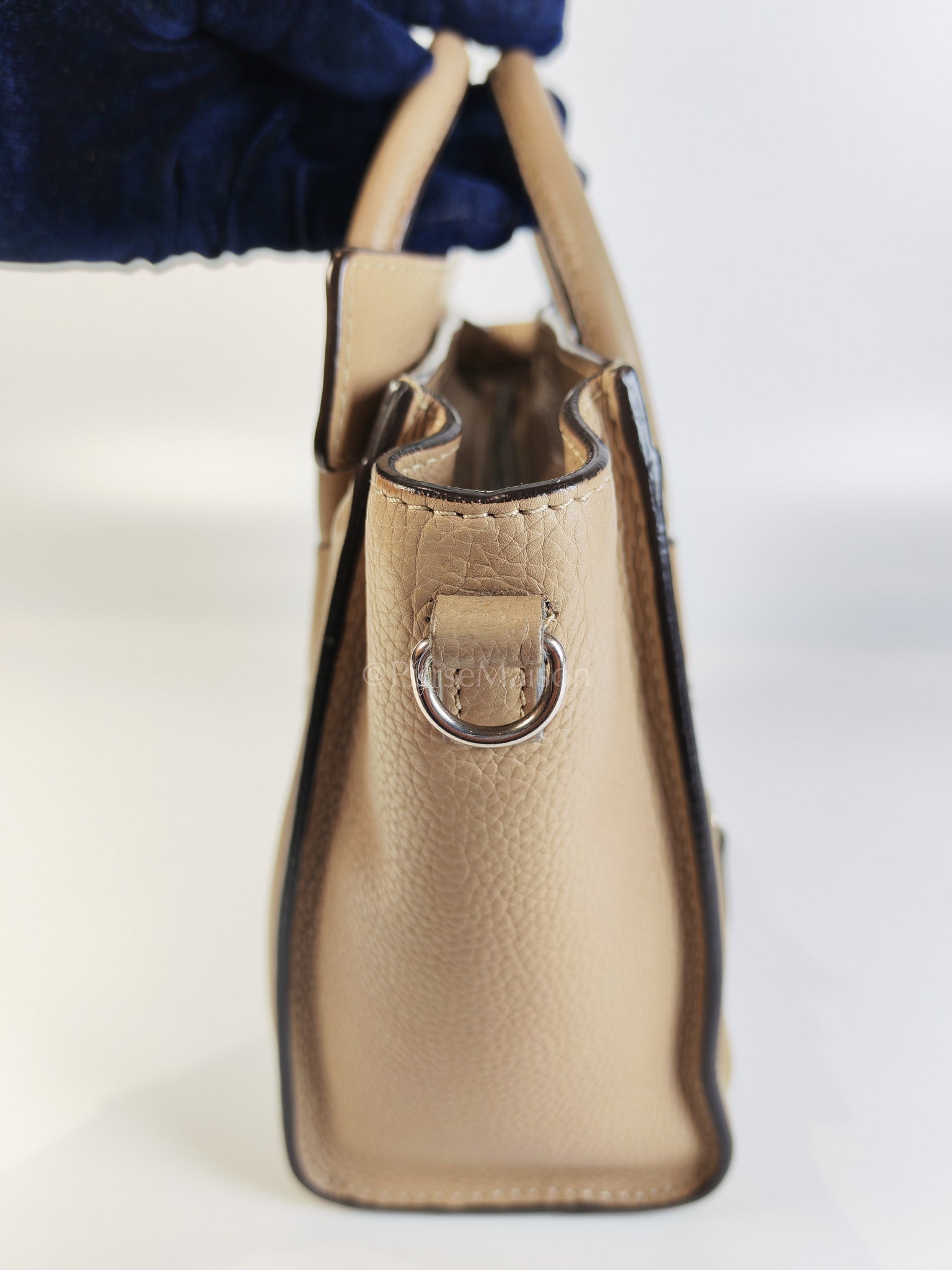 Nano Luggage in Beige Drummed Calfskin Leather Shoulder Bag | Purse Maison Luxury Bags Shop