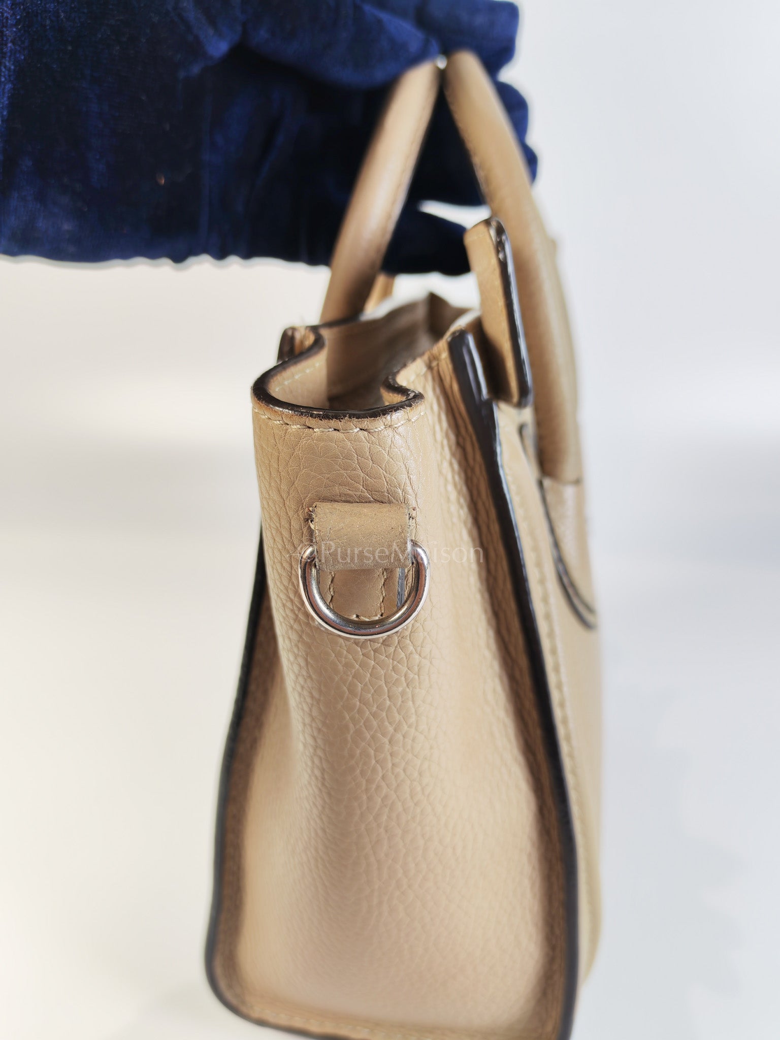 Nano Luggage in Beige Drummed Calfskin Leather Shoulder Bag | Purse Maison Luxury Bags Shop