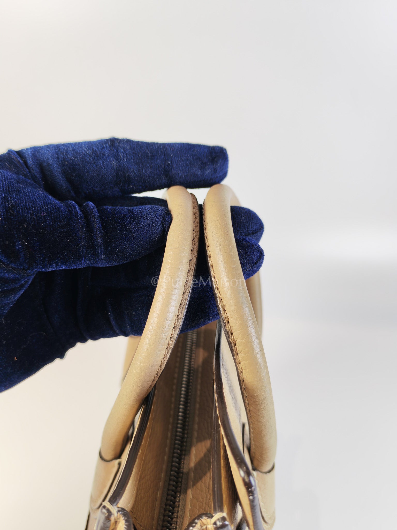 Nano Luggage in Beige Drummed Calfskin Leather Shoulder Bag | Purse Maison Luxury Bags Shop