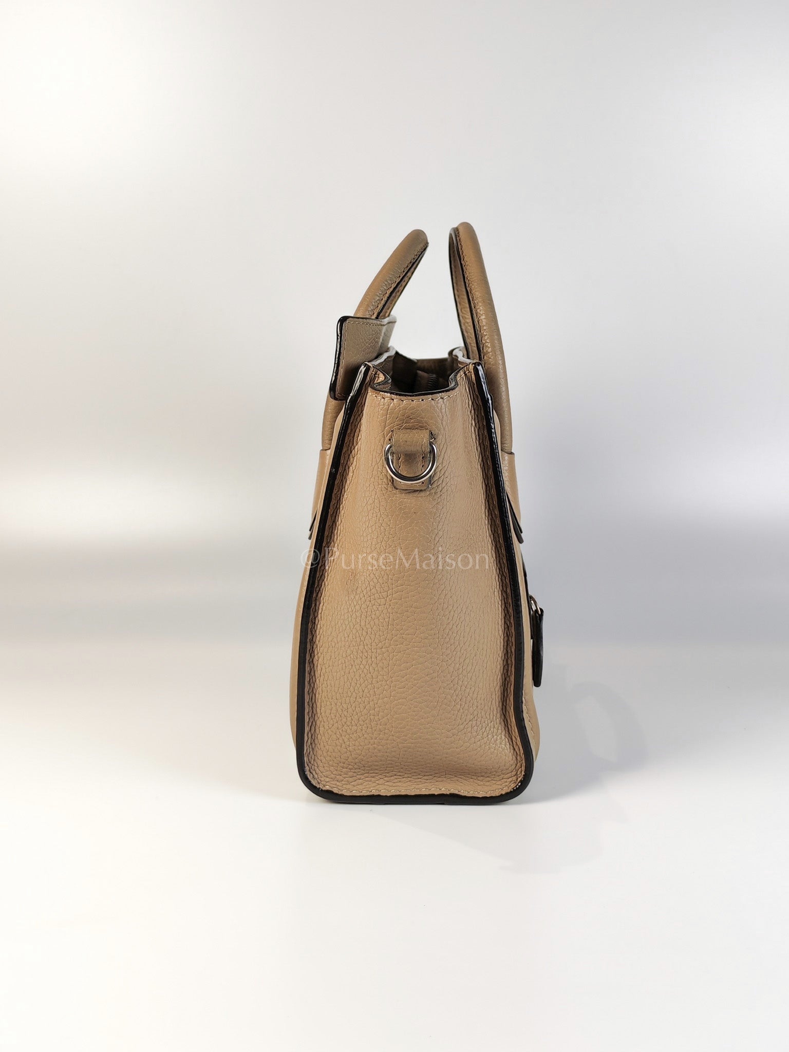 Nano Luggage in Beige Drummed Calfskin Leather Shoulder Bag | Purse Maison Luxury Bags Shop