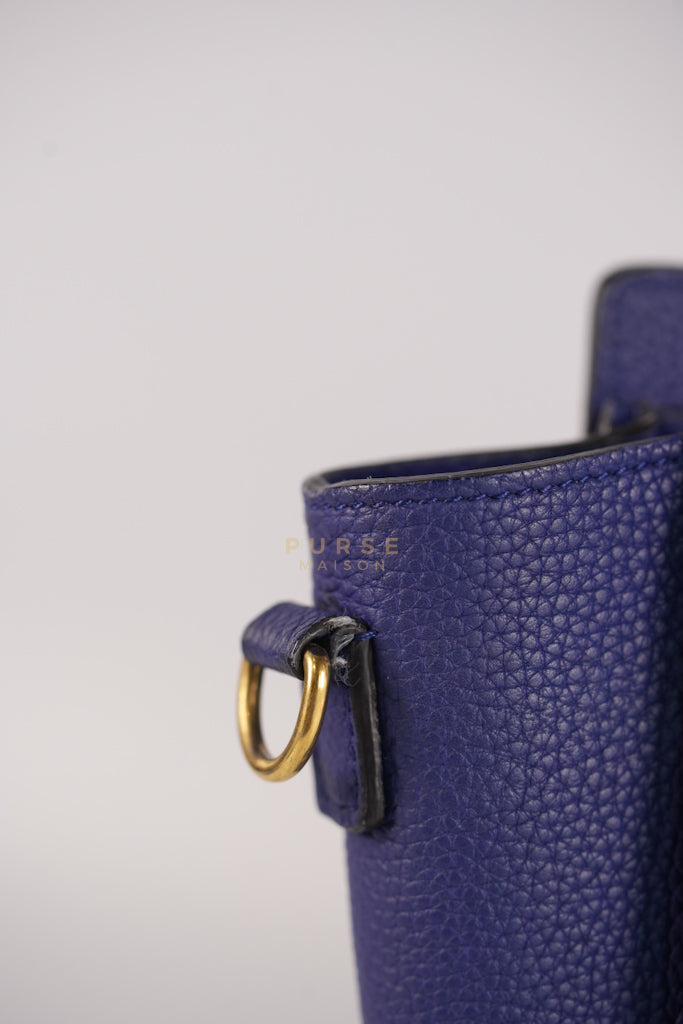 Nano Luggage in Blue Drummed Calfskin Leather | Purse Maison Luxury Bags Shop