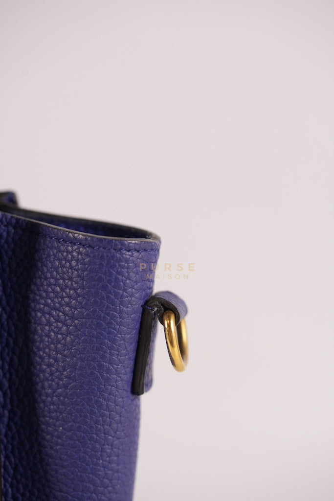 Nano Luggage in Blue Drummed Calfskin Leather | Purse Maison Luxury Bags Shop