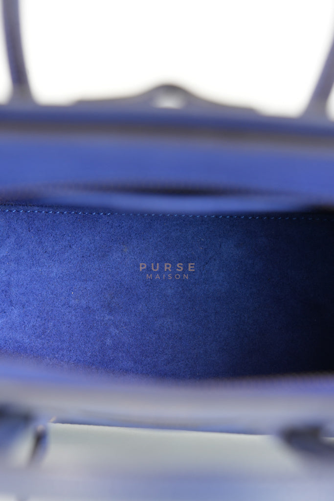 Nano Luggage in Blue Drummed Calfskin Leather | Purse Maison Luxury Bags Shop